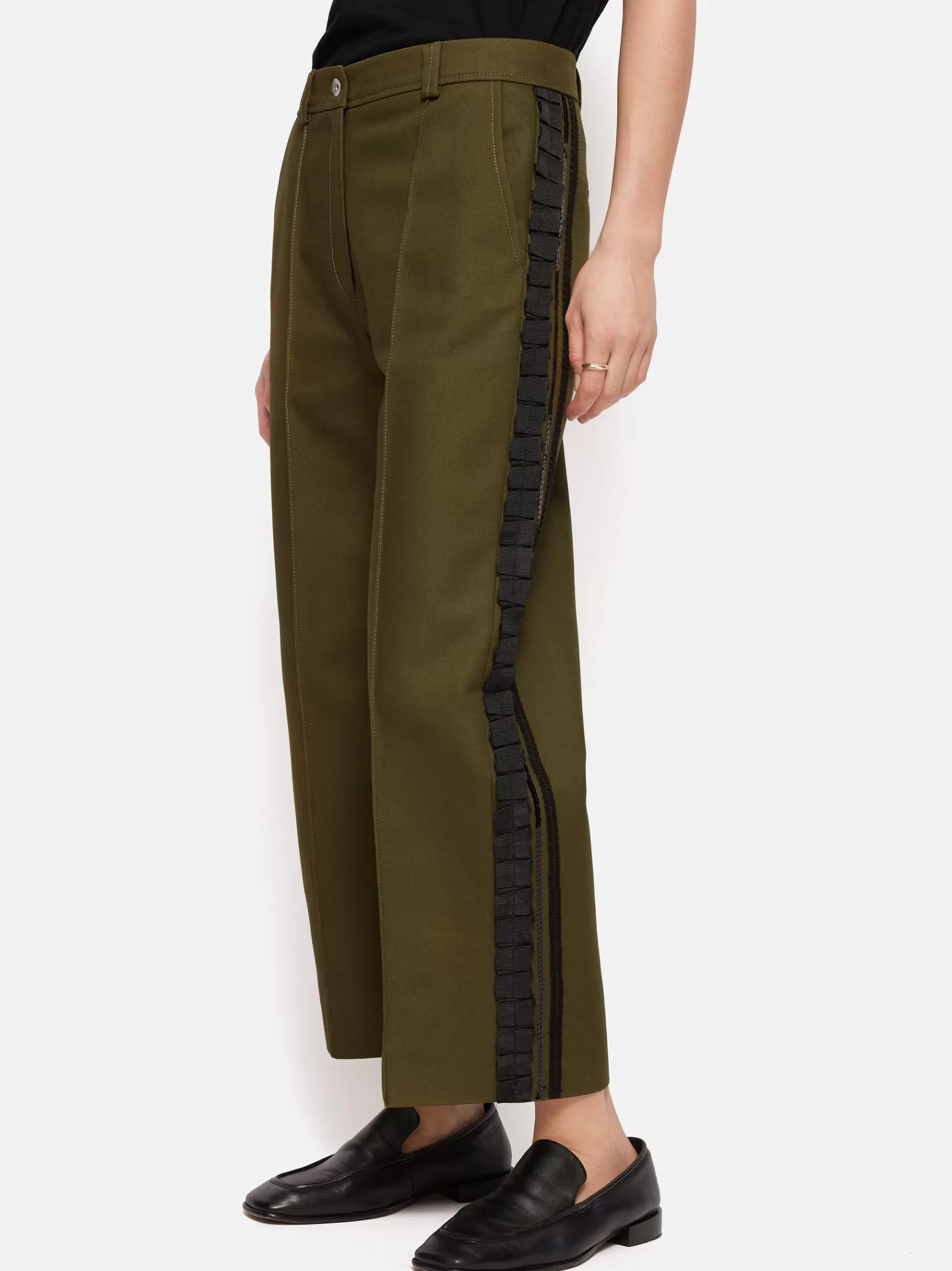 Jigsaw Trousers | Co-ords-Cotton Trim Detail Trouser Khaki