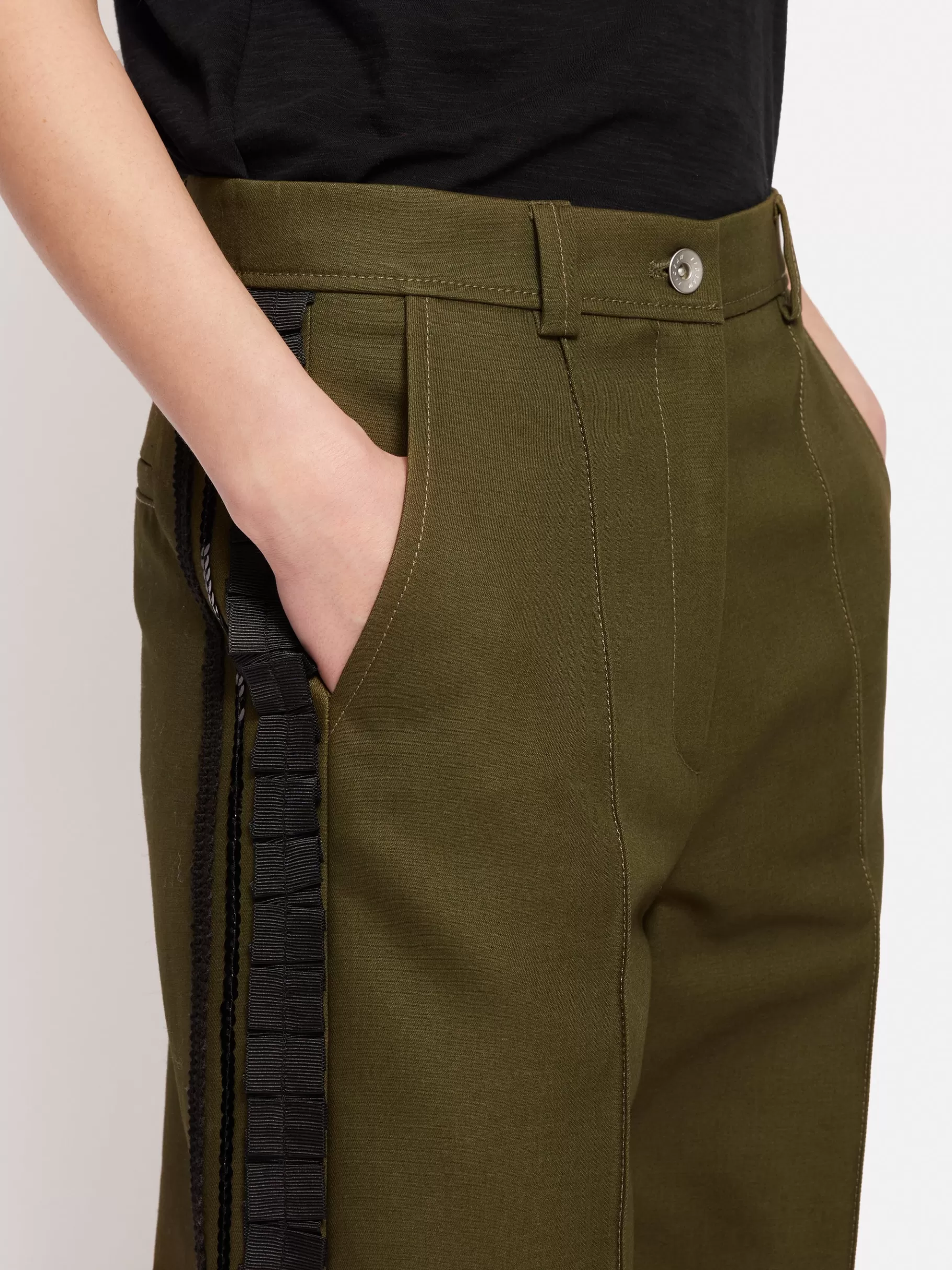 Jigsaw Trousers | Co-ords-Cotton Trim Detail Trouser Khaki