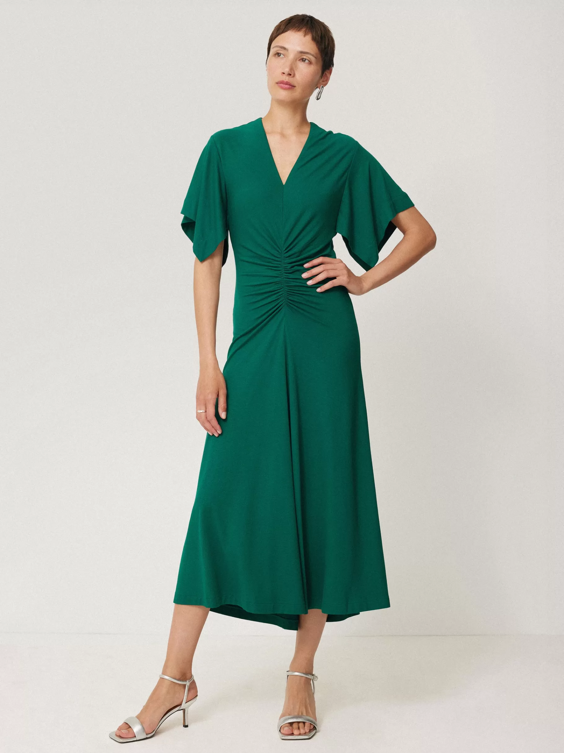 Jigsaw Dresses & Jumpsuits-Crepe Flutter Sleeve Dress Green