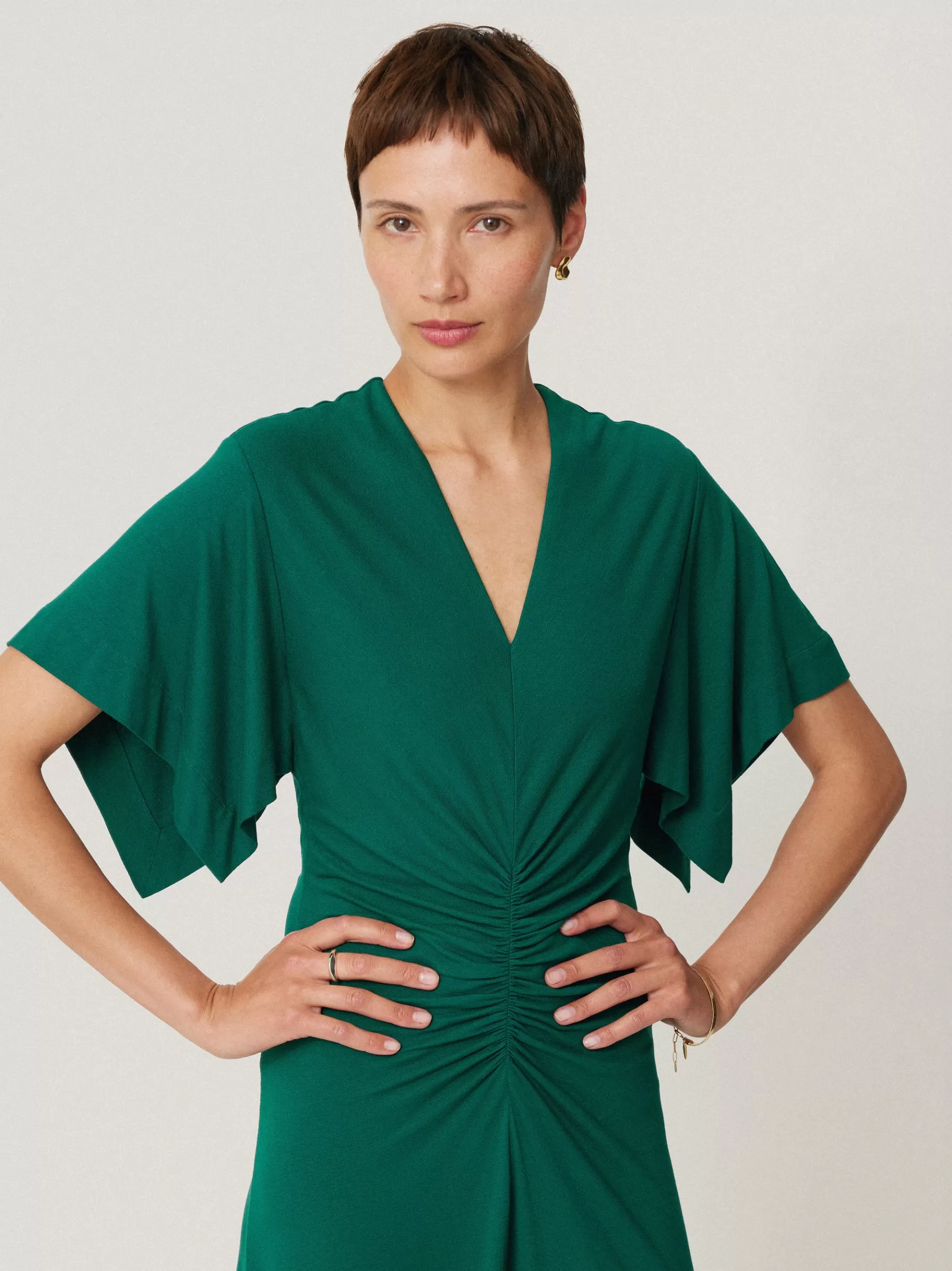 Jigsaw Dresses & Jumpsuits-Crepe Flutter Sleeve Dress Green