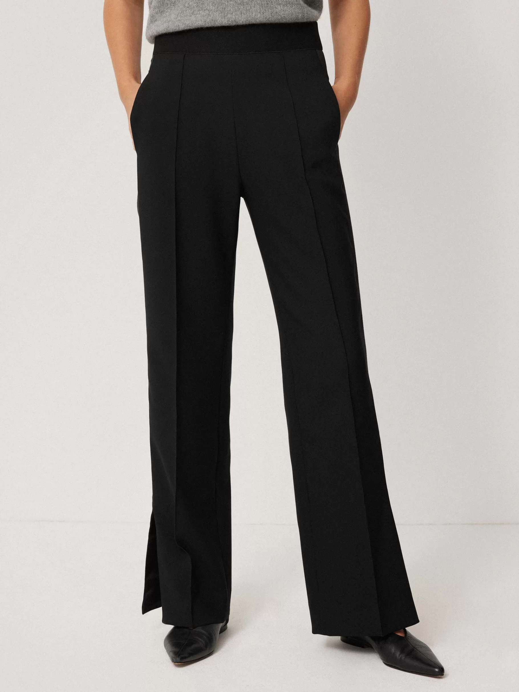 Jigsaw Trousers | Suits & Tailoring-Crepe Split Hem Jogger Black