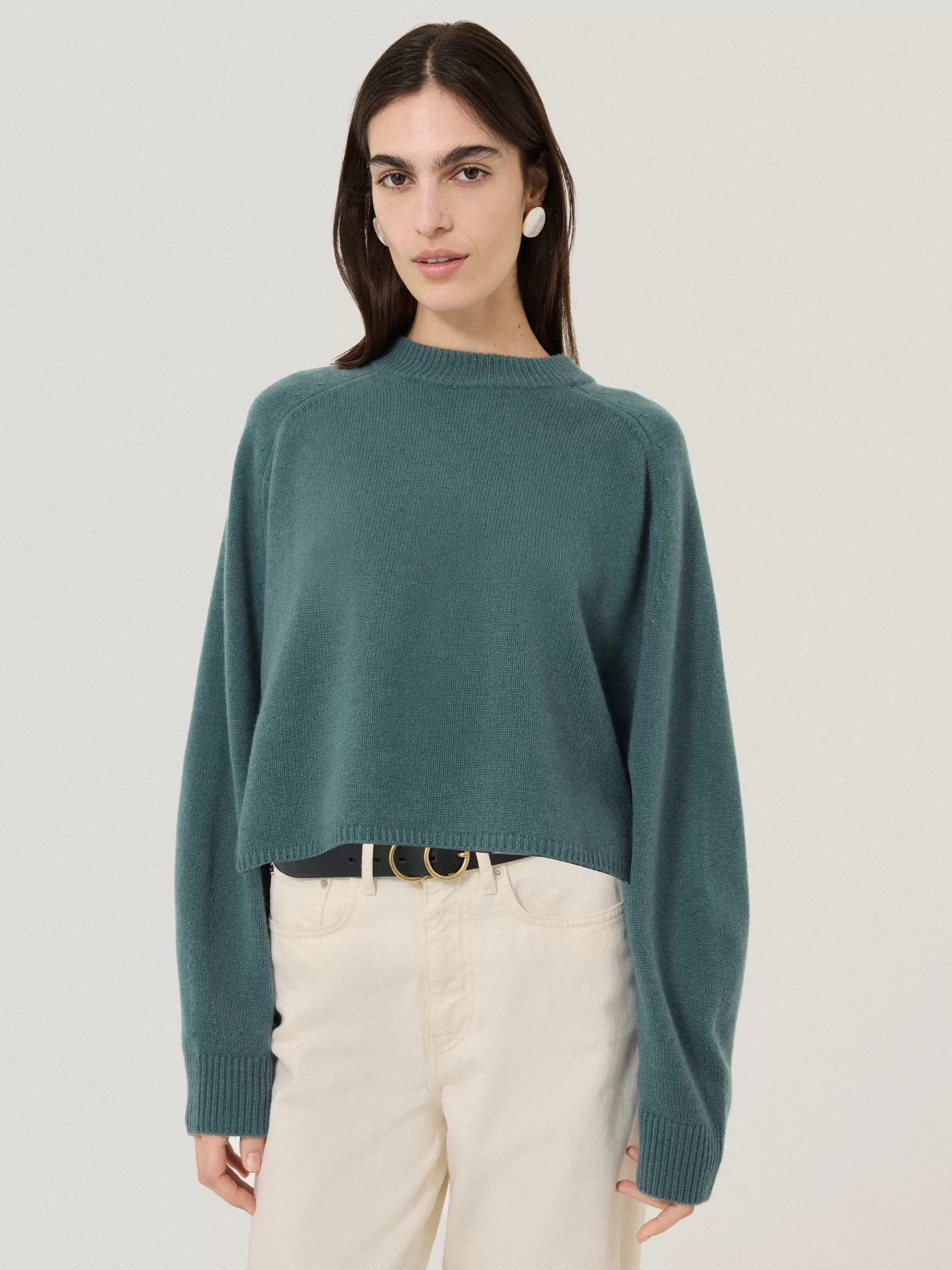 Jigsaw Knitwear & Cashmere-Crew Neck Poncho Jumper Blue