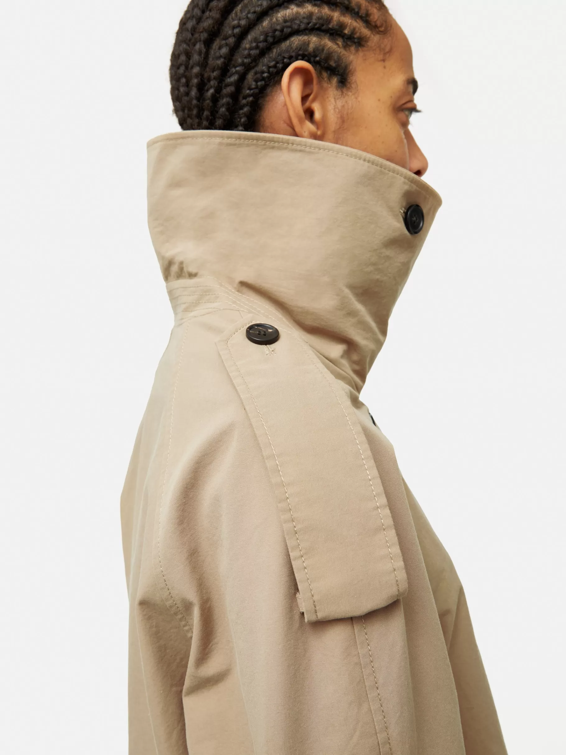 Jigsaw Coats & Jackets-Cropped Cotton Trench Jacket Stone