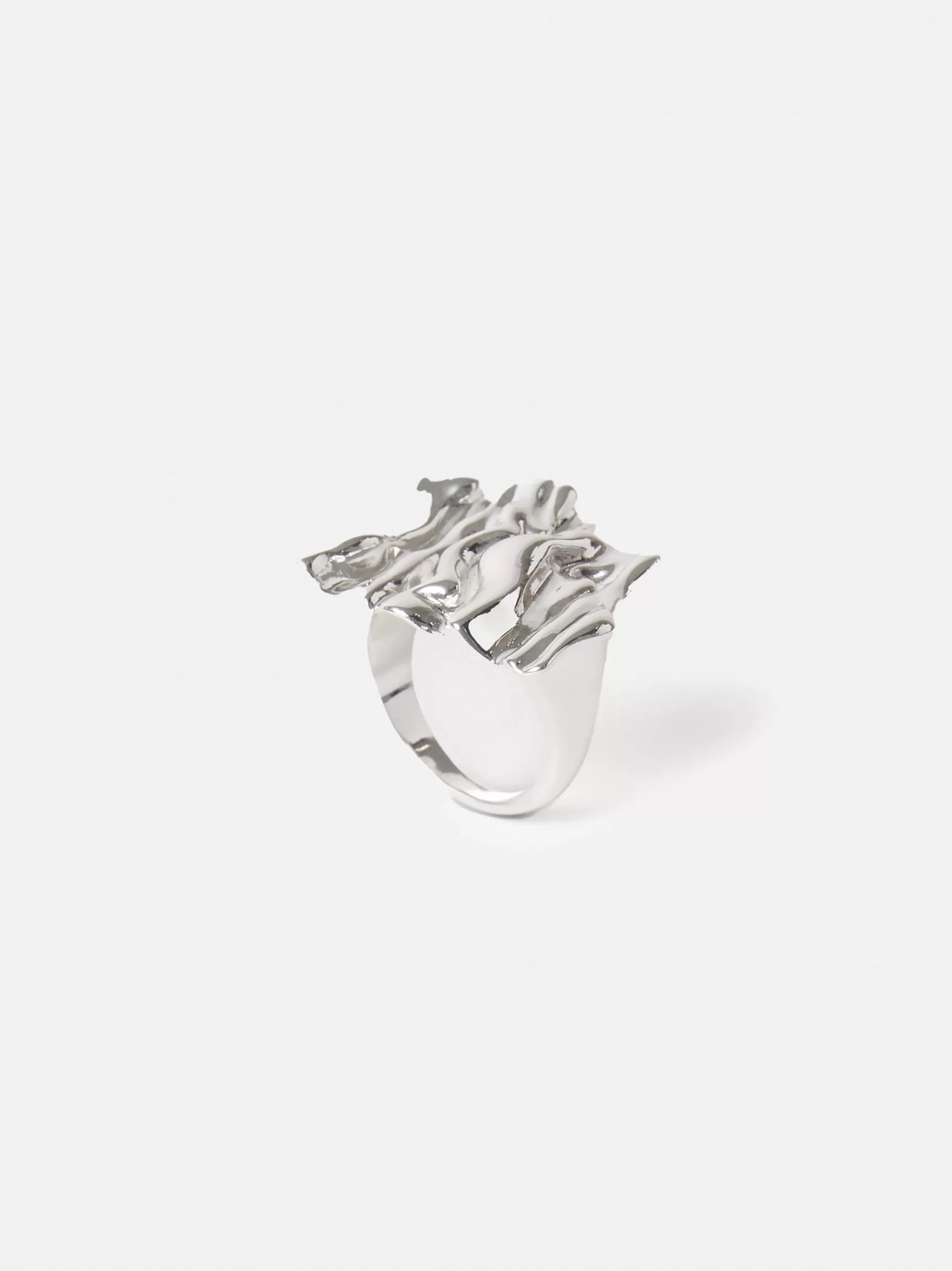 Jigsaw Jewellery-Crumpled Textured Ring Silver