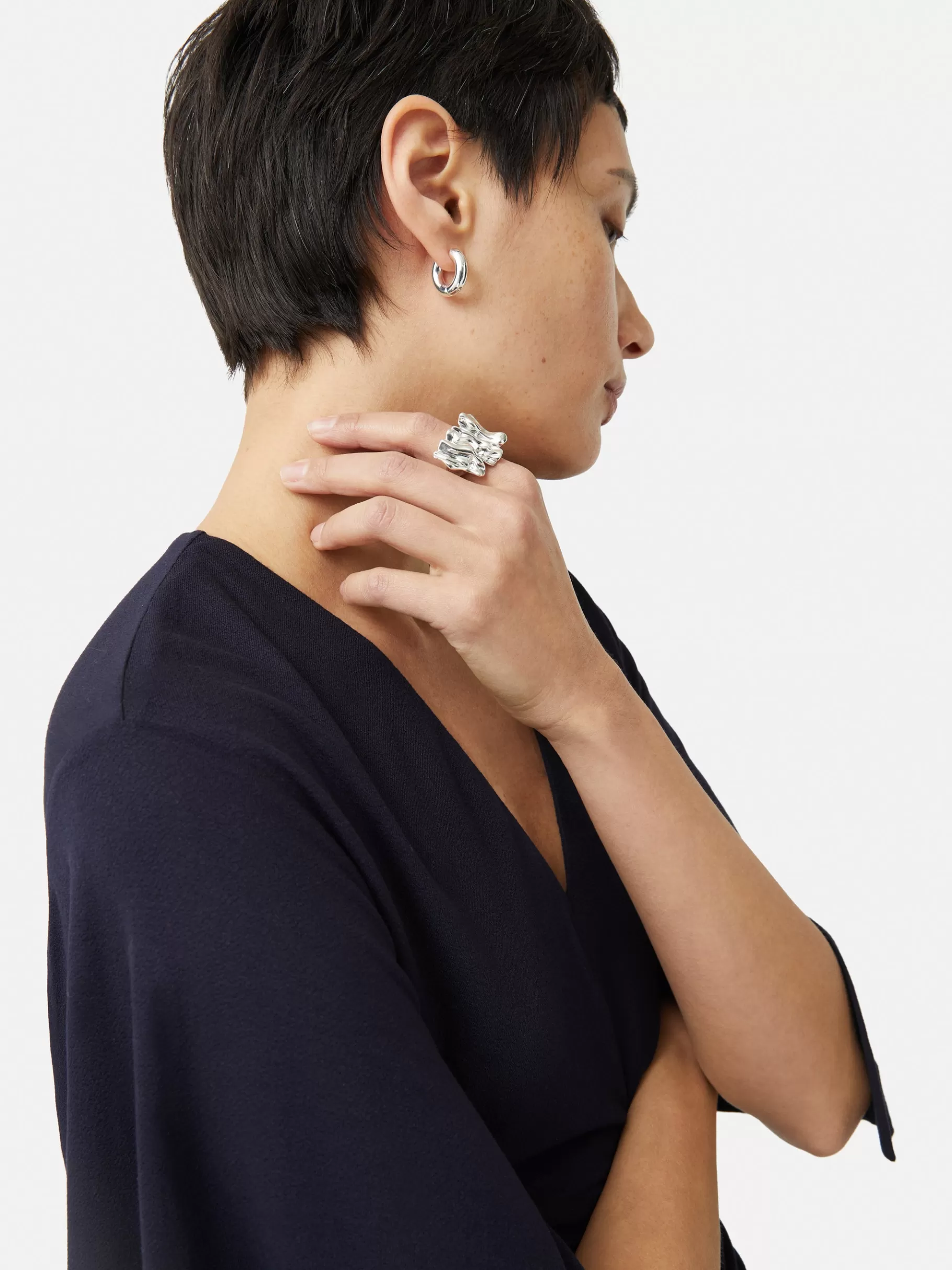 Jigsaw Jewellery-Crumpled Textured Ring Silver
