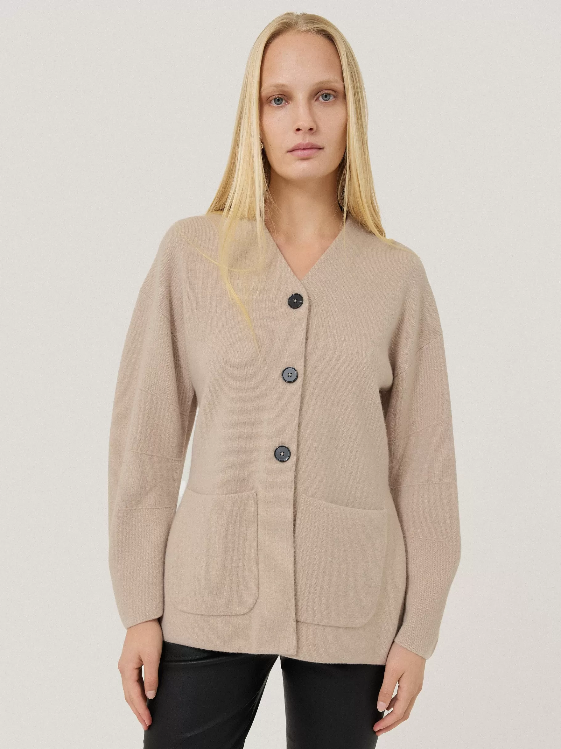 Jigsaw Knitwear & Cashmere-Darted Longline Knit Jacket Cream