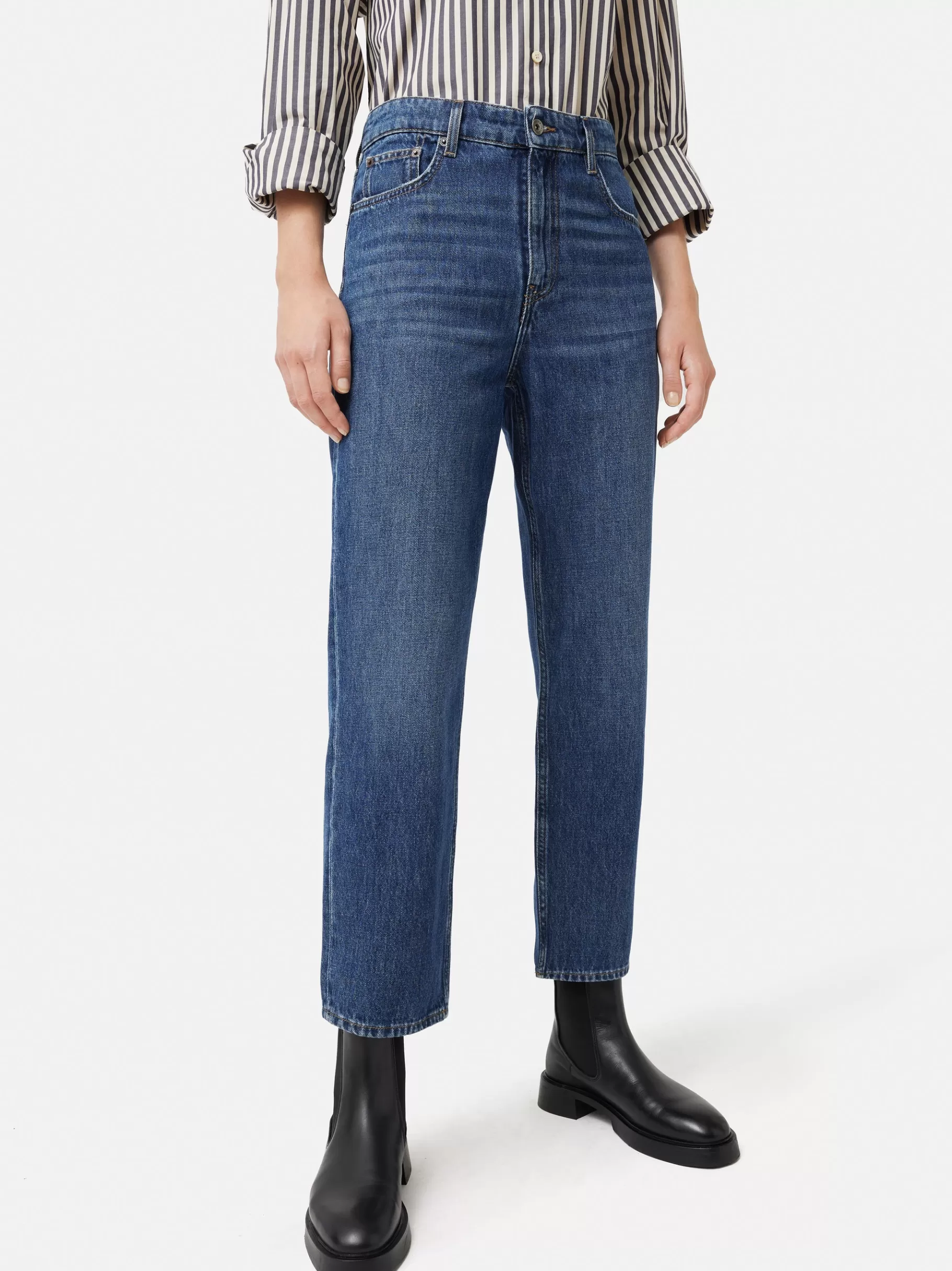 Jigsaw Trousers-Delmont Cropped Tapered Jean Blue