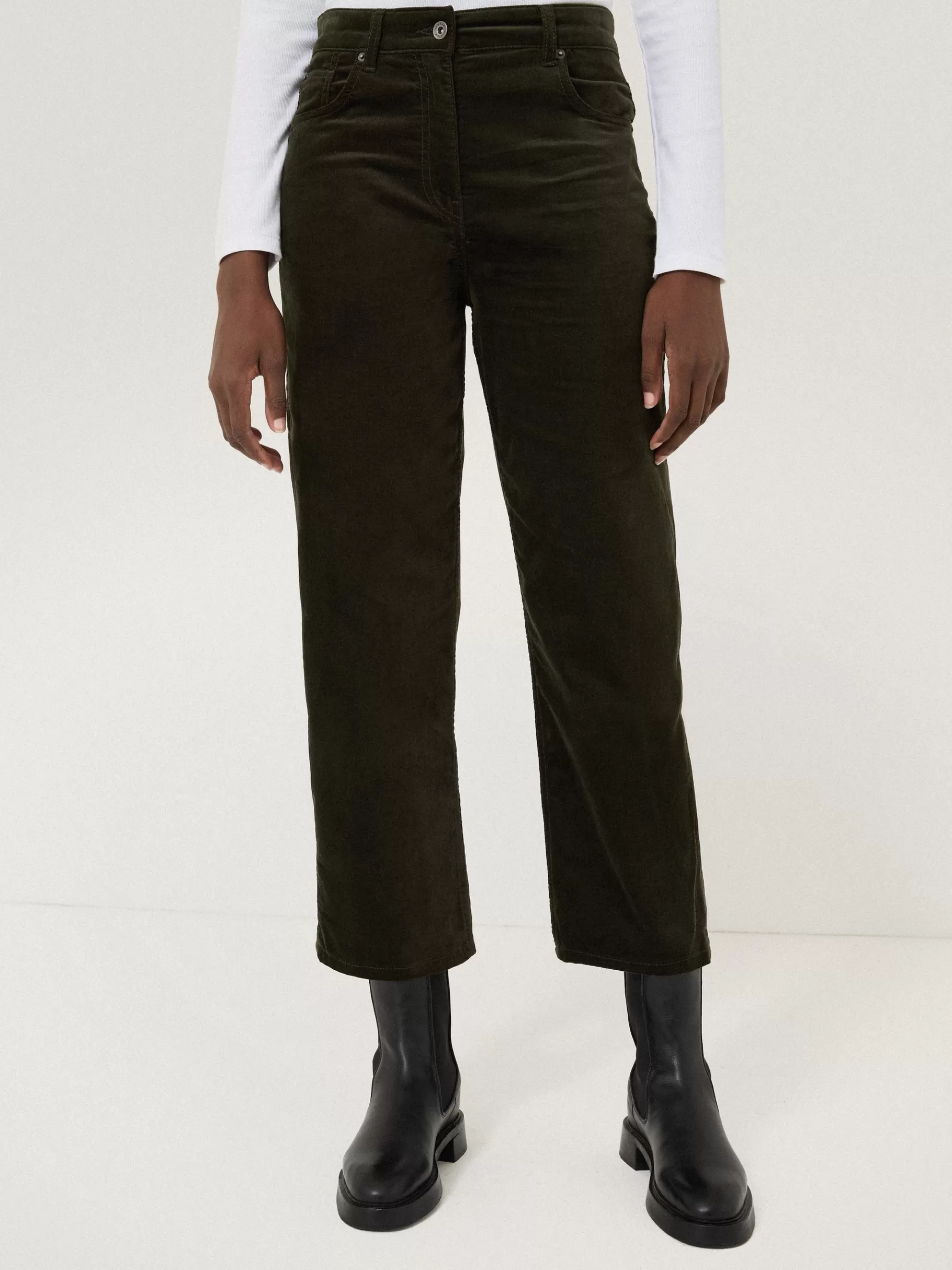 Jigsaw Trousers | Party-Delmont Velvet Tapered Jean DarkGreen