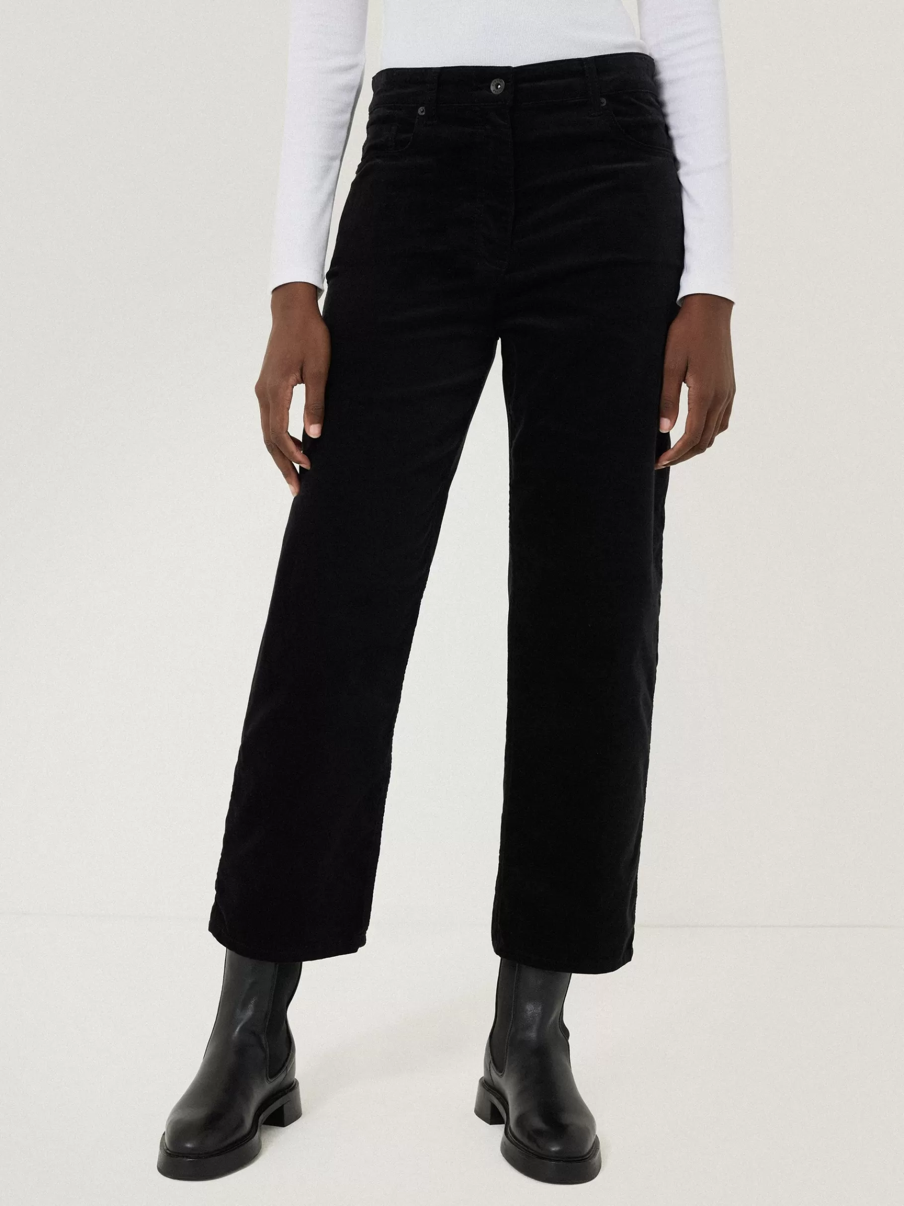 Jigsaw Trousers | Party-Delmont Velvet Tapered Jean Black
