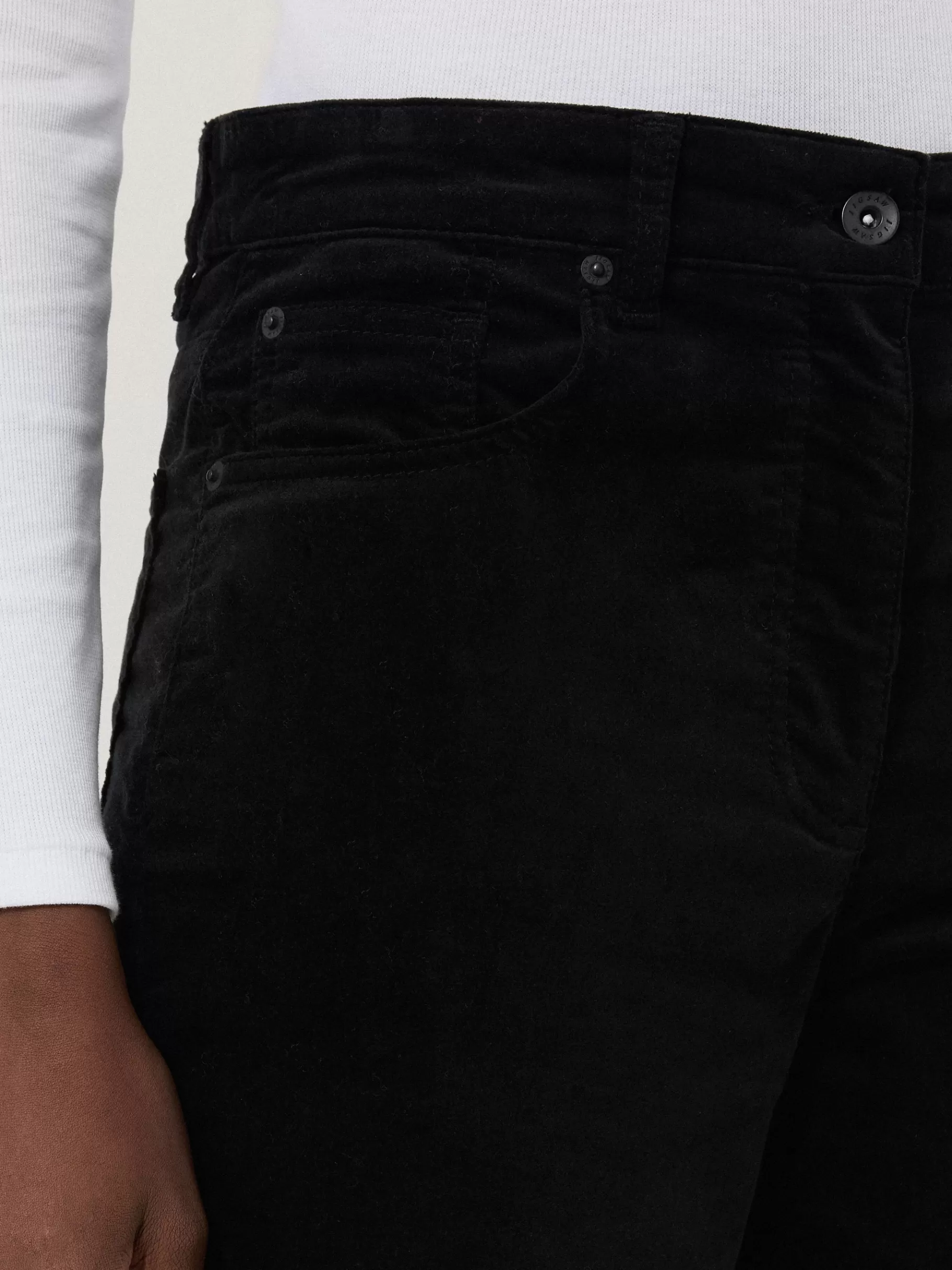 Jigsaw Trousers | Party-Delmont Velvet Tapered Jean Black