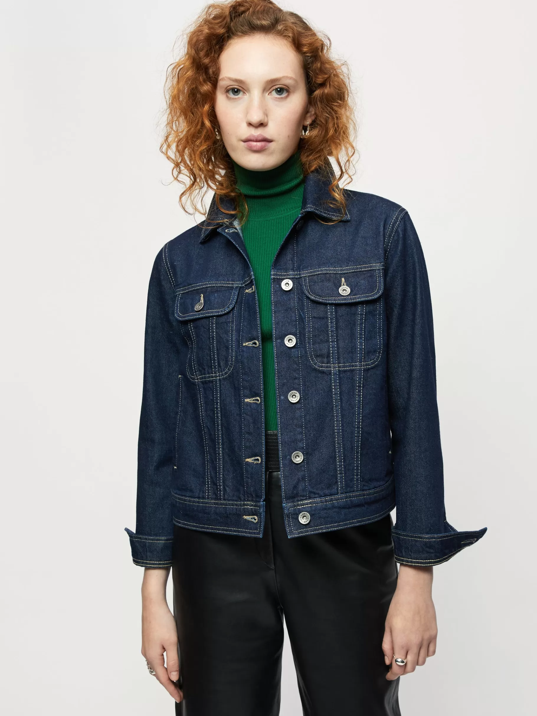 Jigsaw Denim-Denim Trucker Jacket Indigo