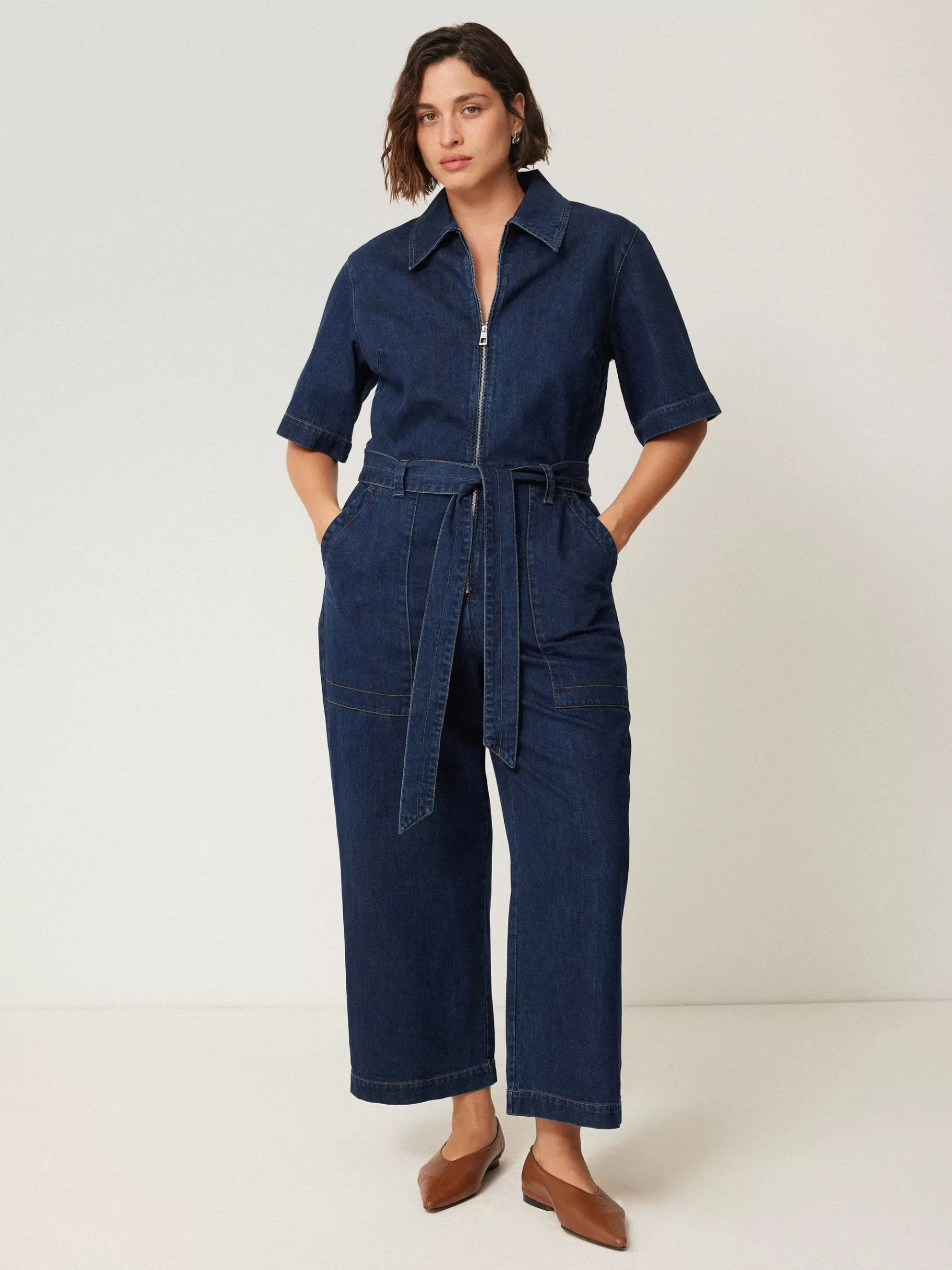 Jigsaw Denim | Dresses & Jumpsuits-Denim Zip Front Jumpsuit Indigo