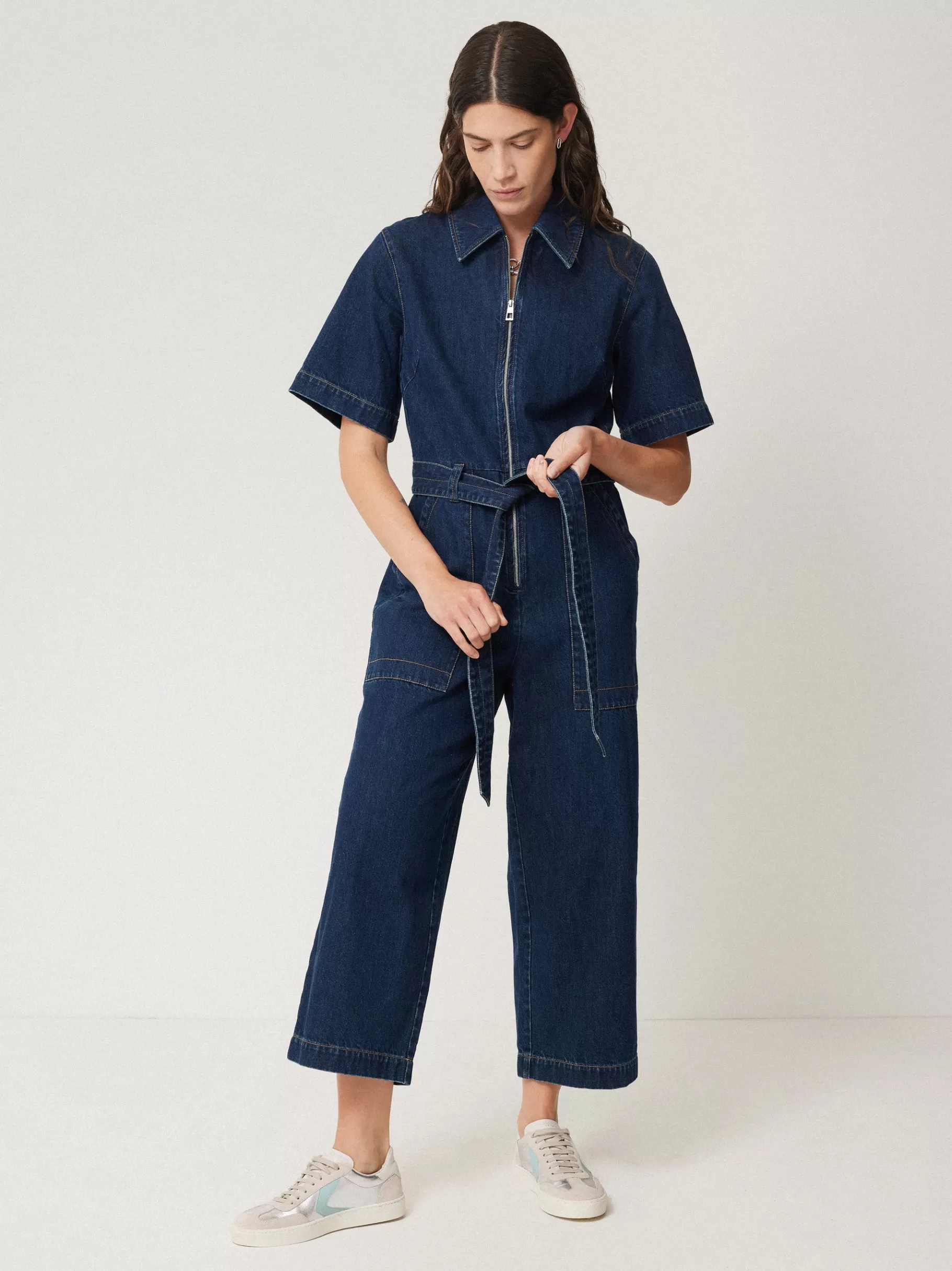 Jigsaw Denim | Dresses & Jumpsuits-Denim Zip Front Jumpsuit Indigo