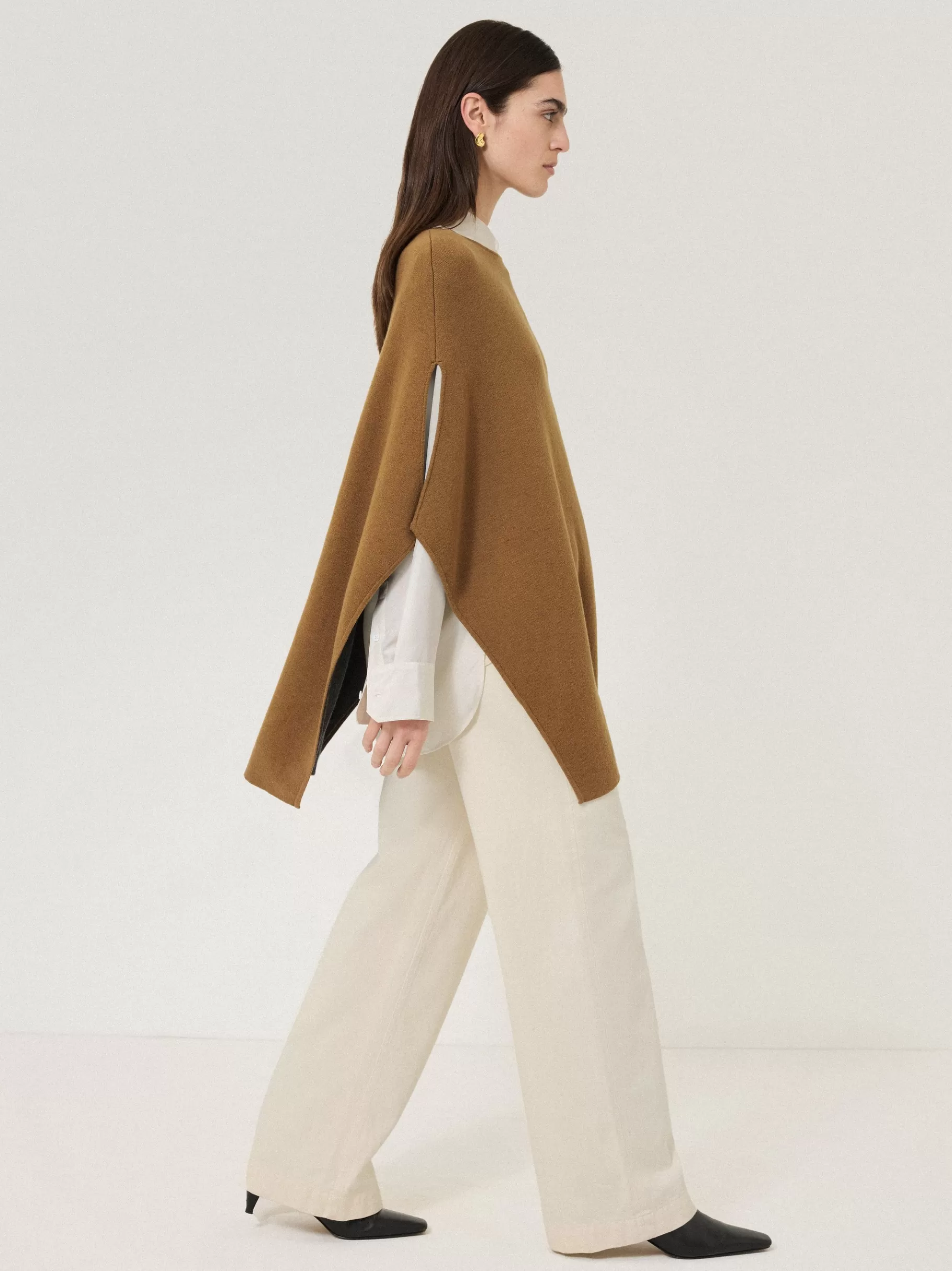 Jigsaw Ponchos & Scarves | Knitwear & Cashmere-Double Face Knit Poncho Toffee