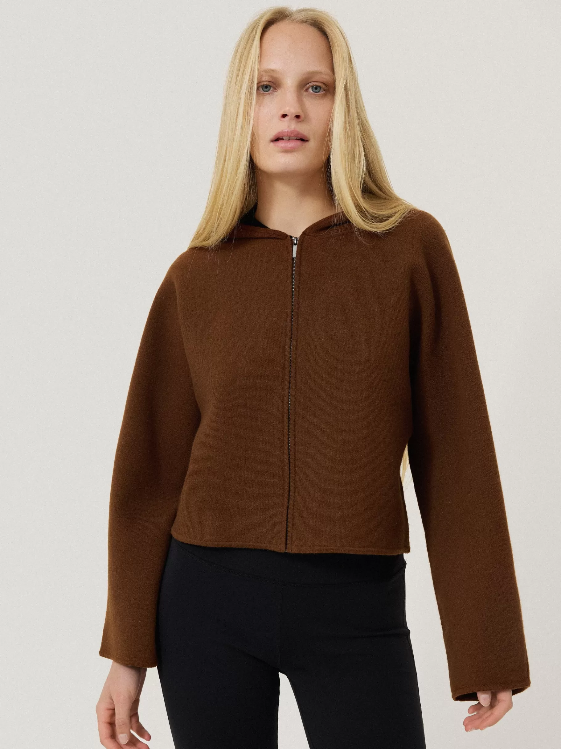 Jigsaw Pyjamas & Loungewear | Shirts & Tops-Double Face Zip Hoodie Brown