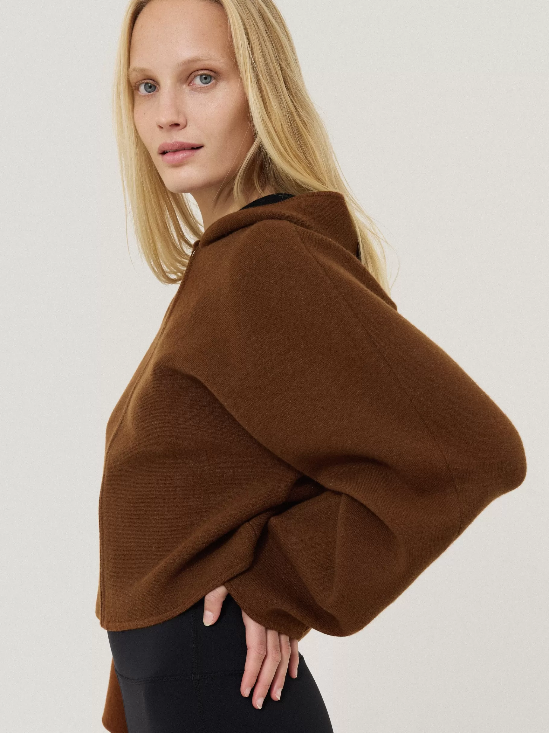 Jigsaw Pyjamas & Loungewear | Shirts & Tops-Double Face Zip Hoodie Brown