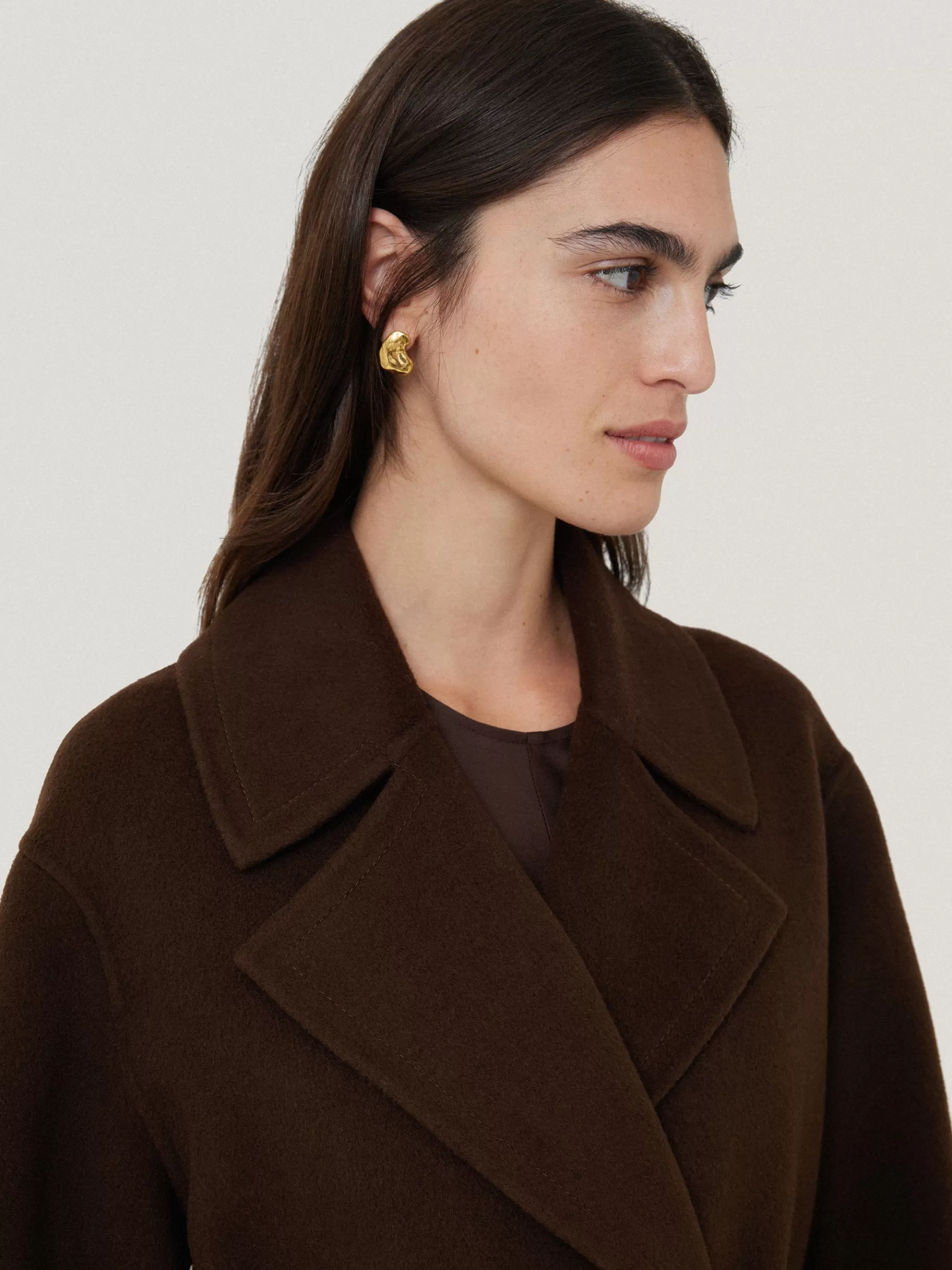Jigsaw Coats & Jackets-Double Faced Cocoon Wrap Coat Chocolate