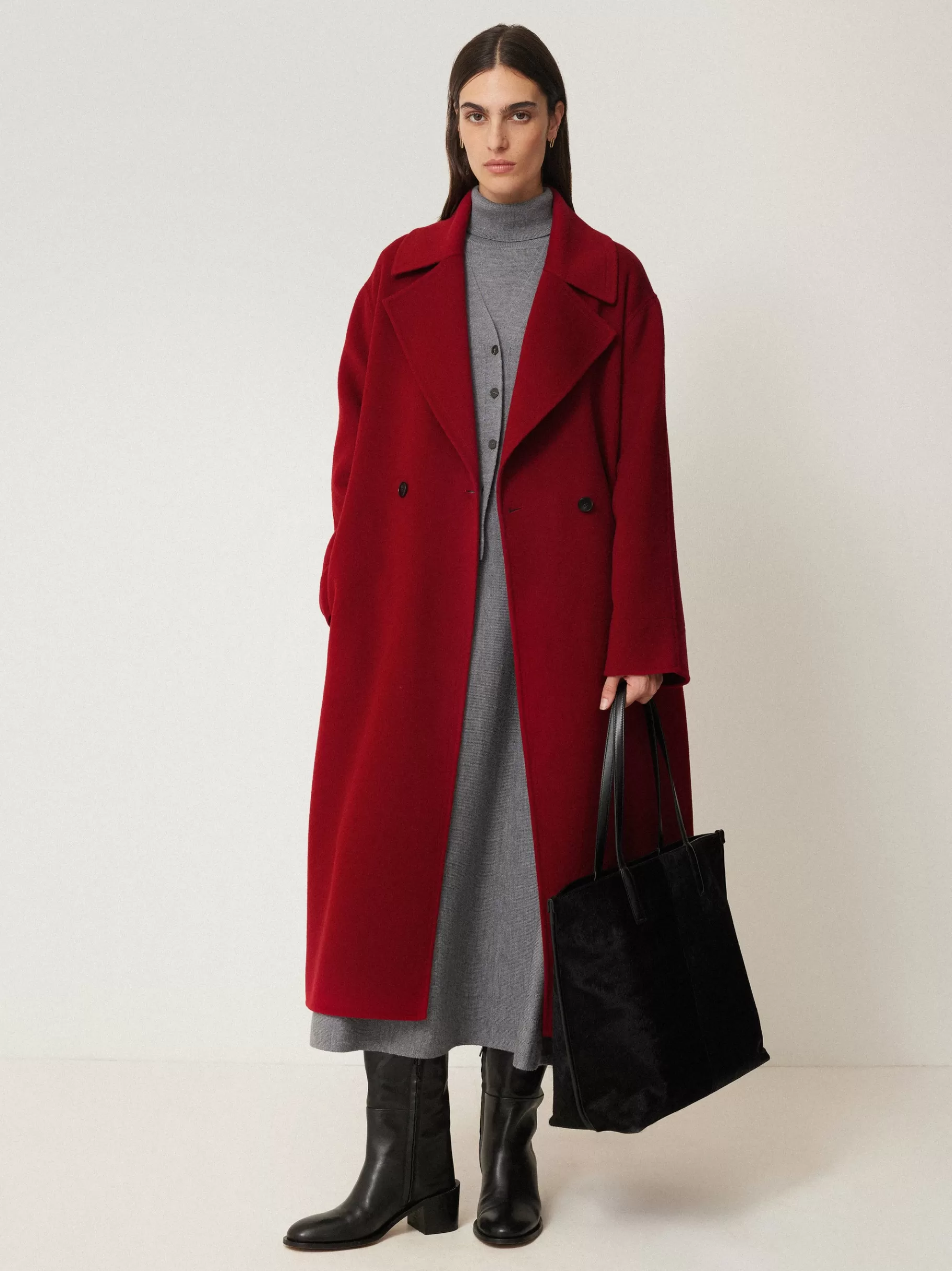 Jigsaw Coats & Jackets-Double Faced Cocoon Wrap Coat Red