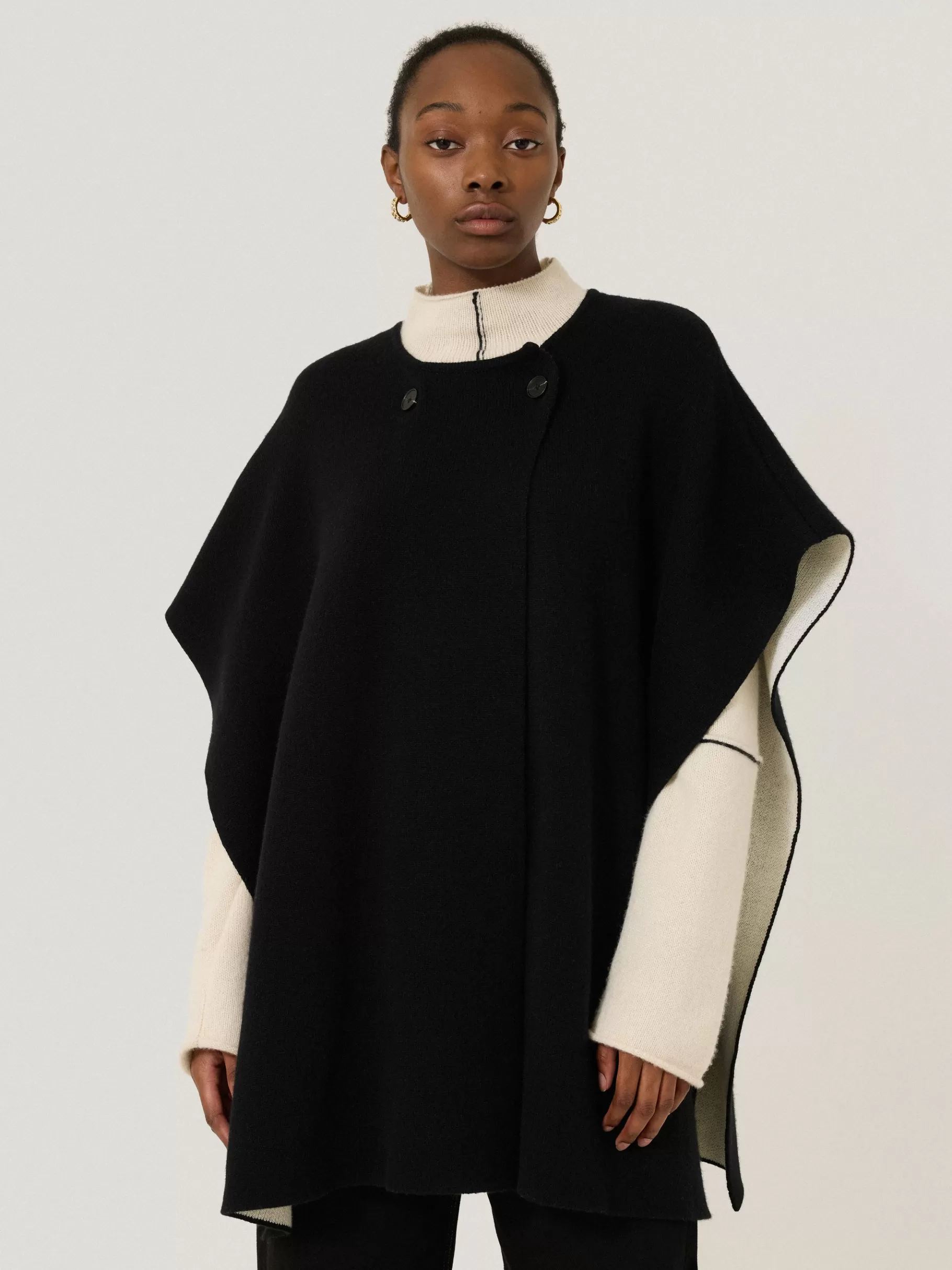 Jigsaw Ponchos & Scarves | Knitwear & Cashmere-Double Faced Contrast Cape Black