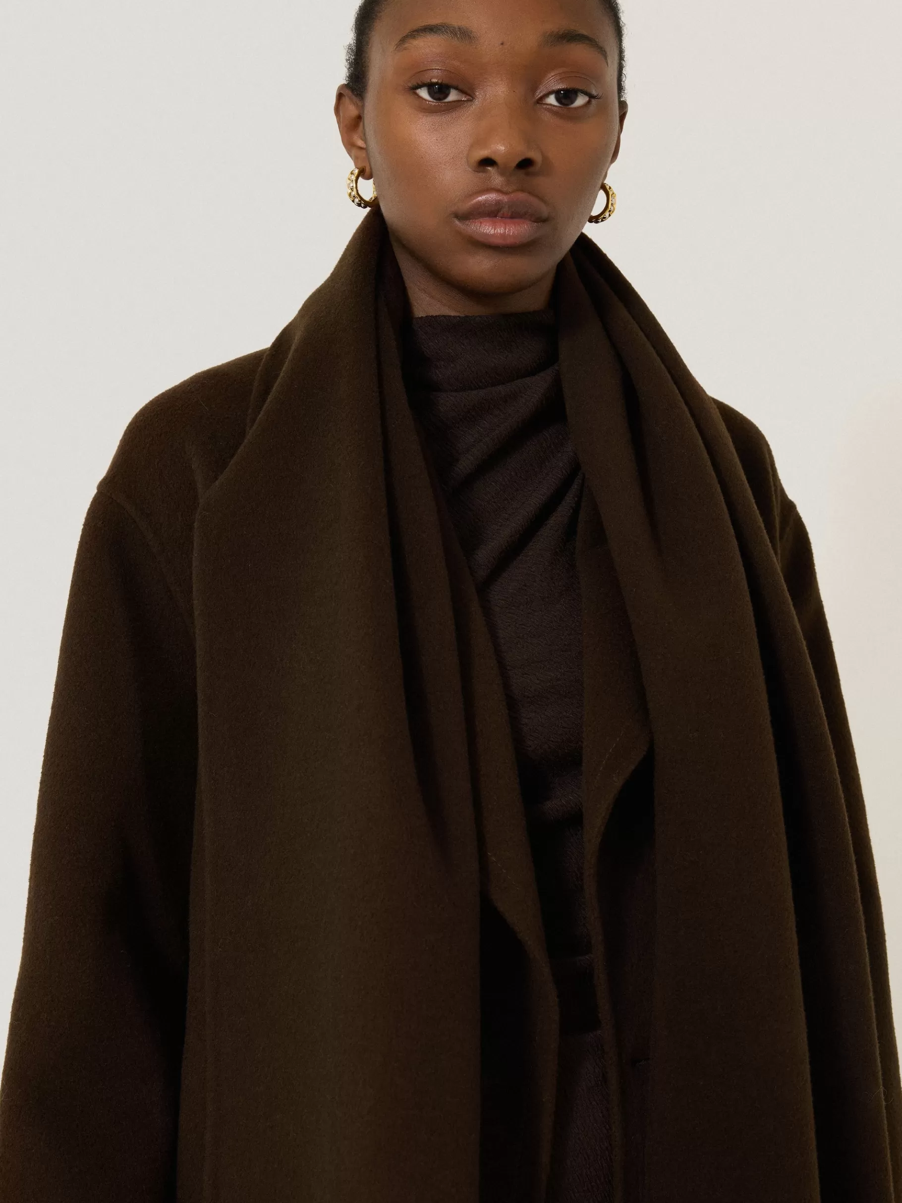 Jigsaw Ponchos & Scarves | Knitwear & Cashmere-Double Faced Woven Scarf Chocolate