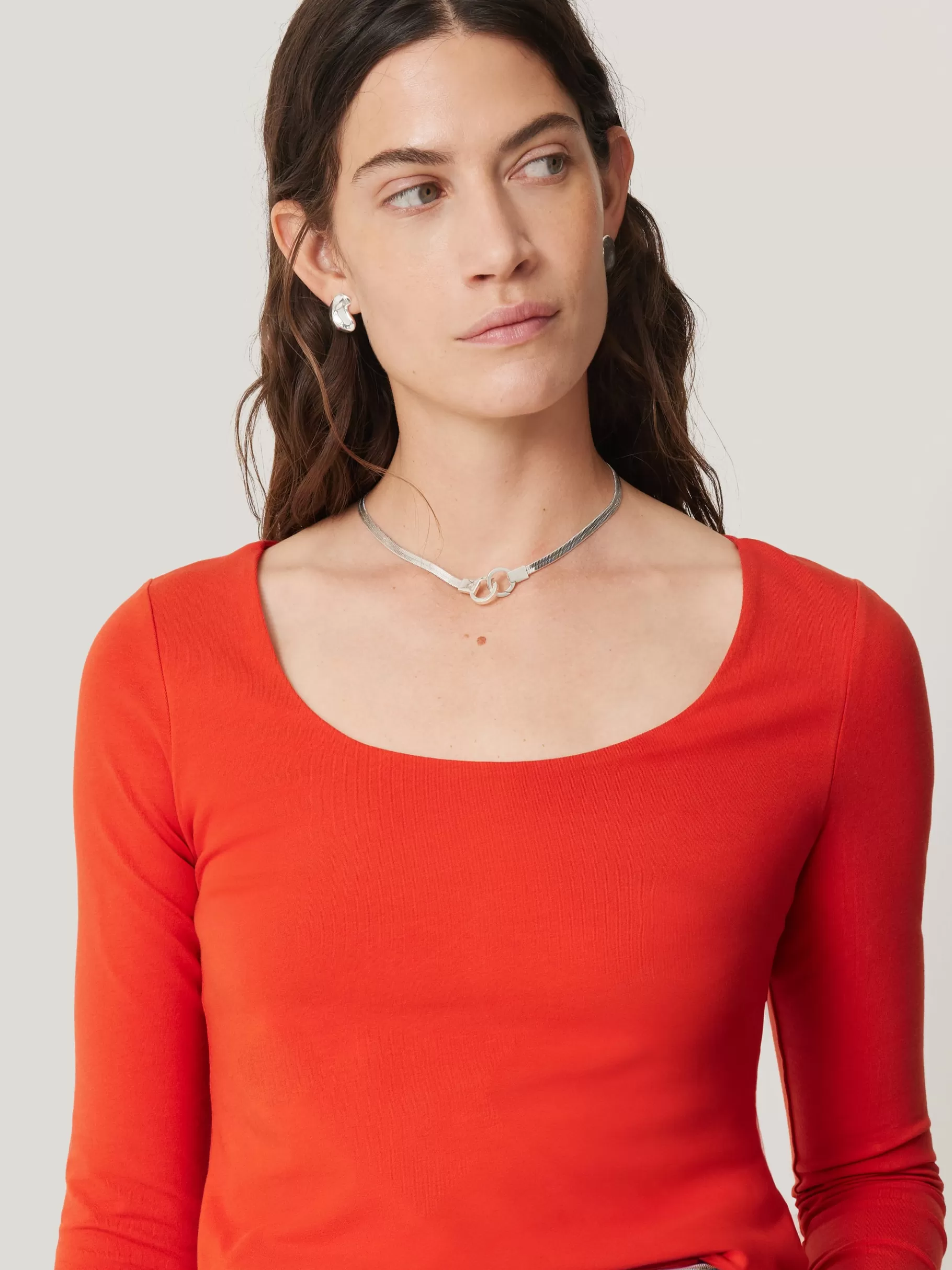 Jigsaw Pyjamas & Loungewear | Shirts & Tops-Double Front Ballet Neck Top SpiceOrange