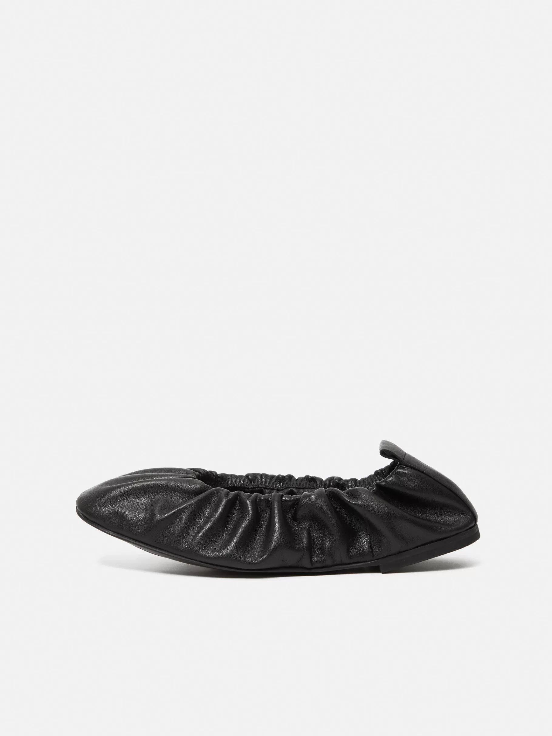 Jigsaw Flats | Leather-Elasticated Ballerina Black