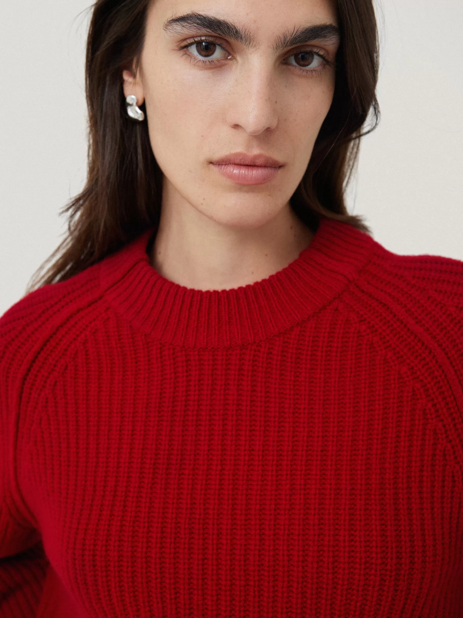 Jigsaw Knitwear & Cashmere-Fishermans Rib Crew Jumper Red