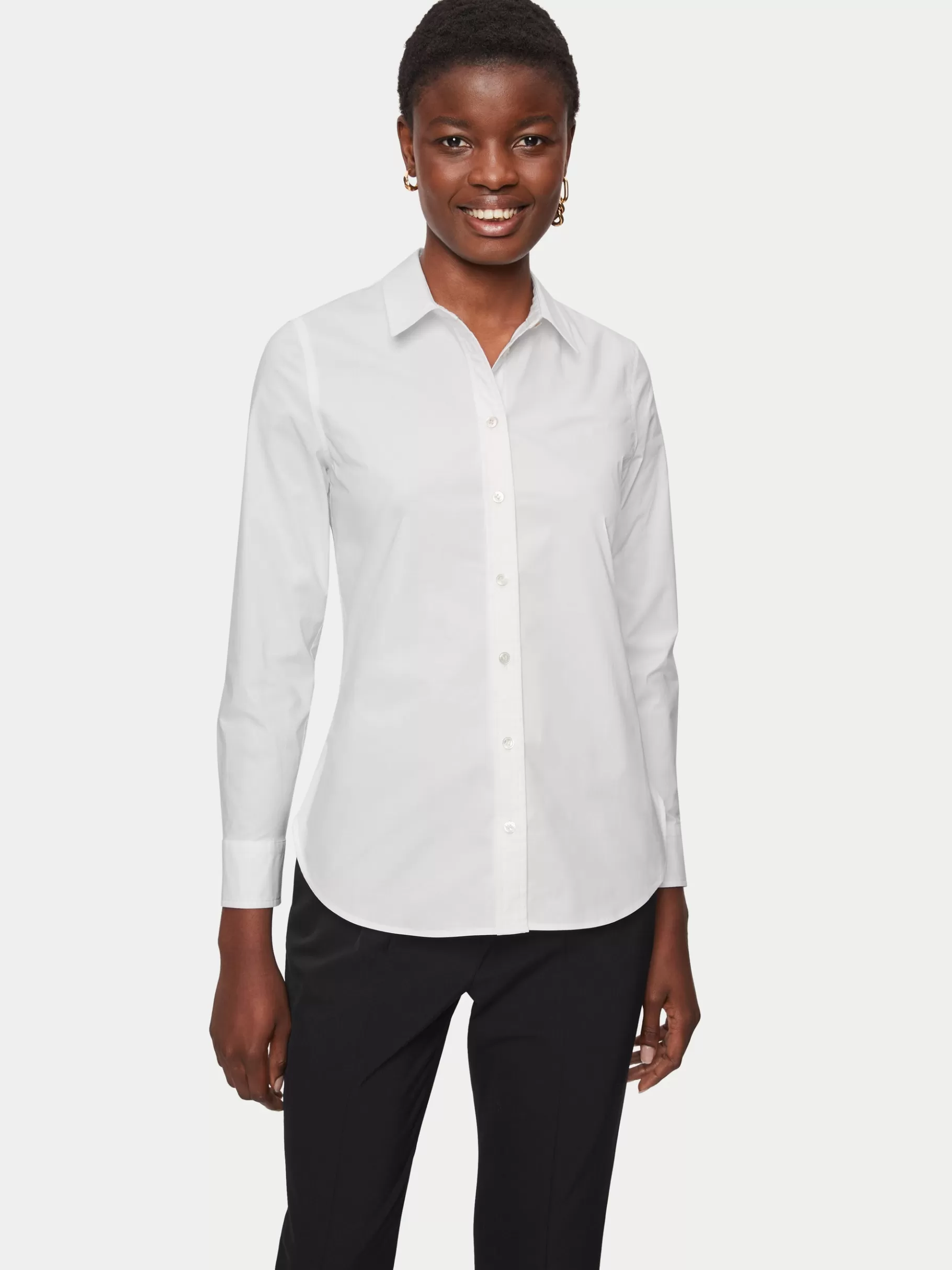 Jigsaw Shirts & Tops-Fitted Cotton Shirt White