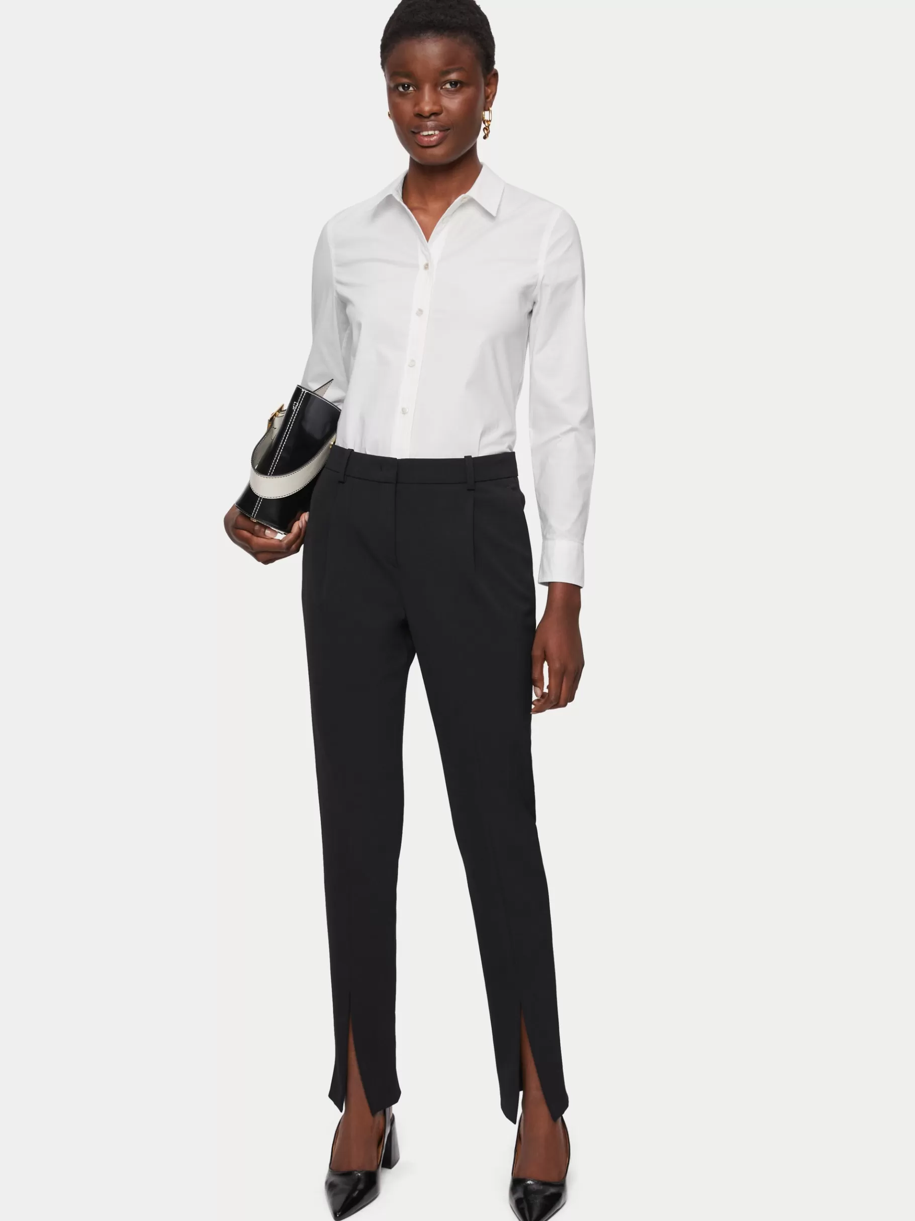 Jigsaw Shirts & Tops-Fitted Cotton Shirt White