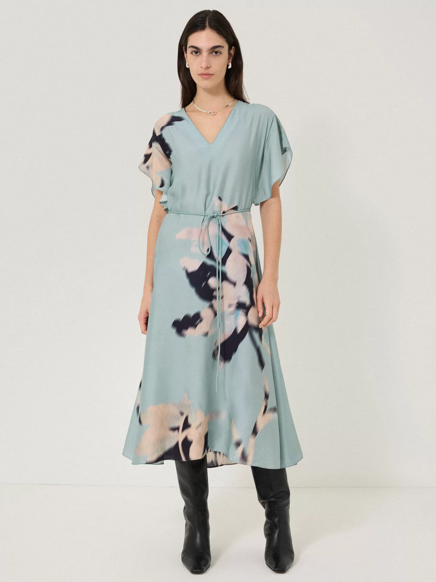 Jigsaw Dresses & Jumpsuits-Floral Drift Silk Blend Dress Blue