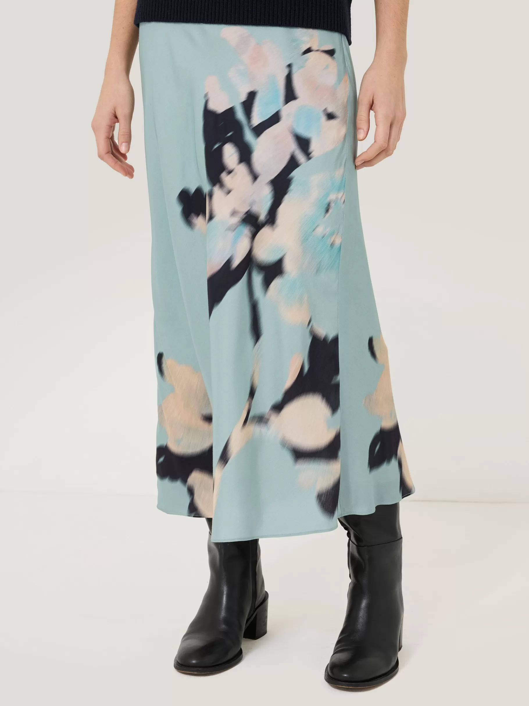 Jigsaw Skirts | Co-ords-Floral Drift Silk Blend Skirt Blue