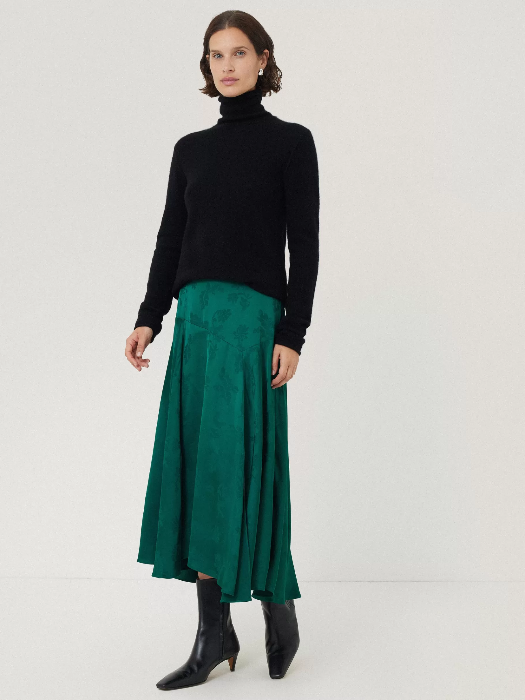 Jigsaw Skirts | Co-ords-Floral Jacquard Midi Skirt Green