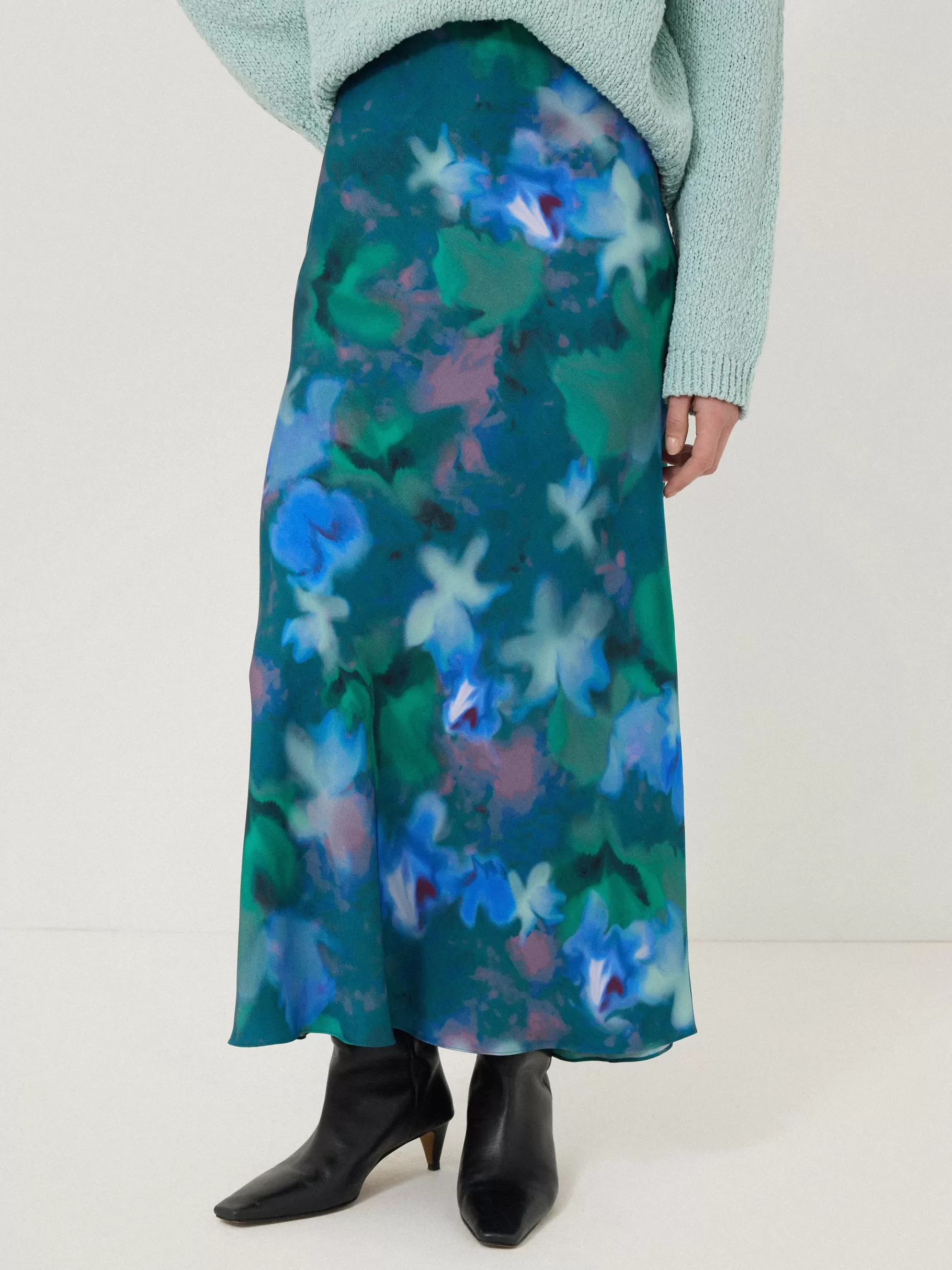 Jigsaw Skirts-Floral Mist Asymmetric Skirt Green