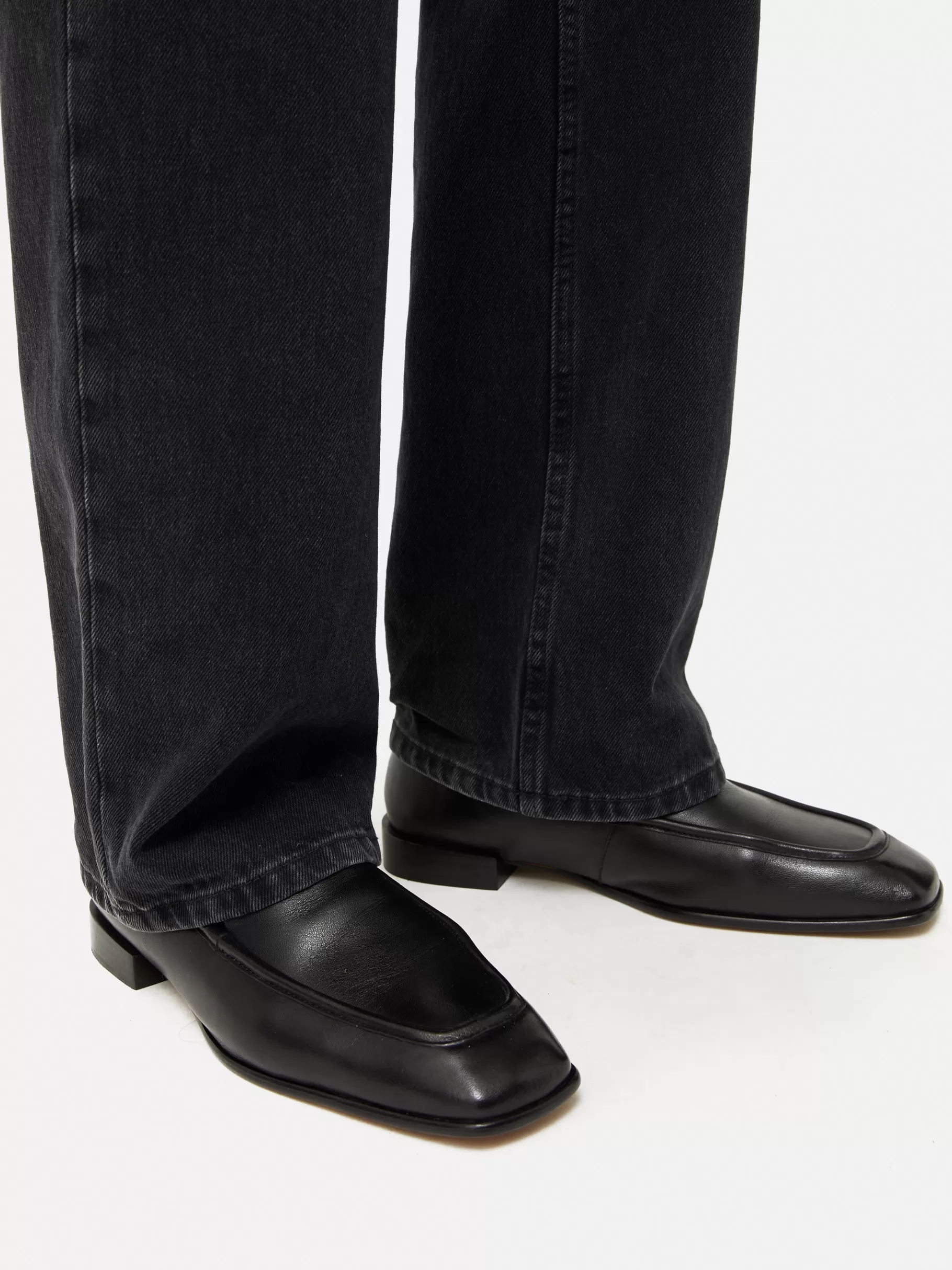 Jigsaw Flats-Frame Leather Loafer Black