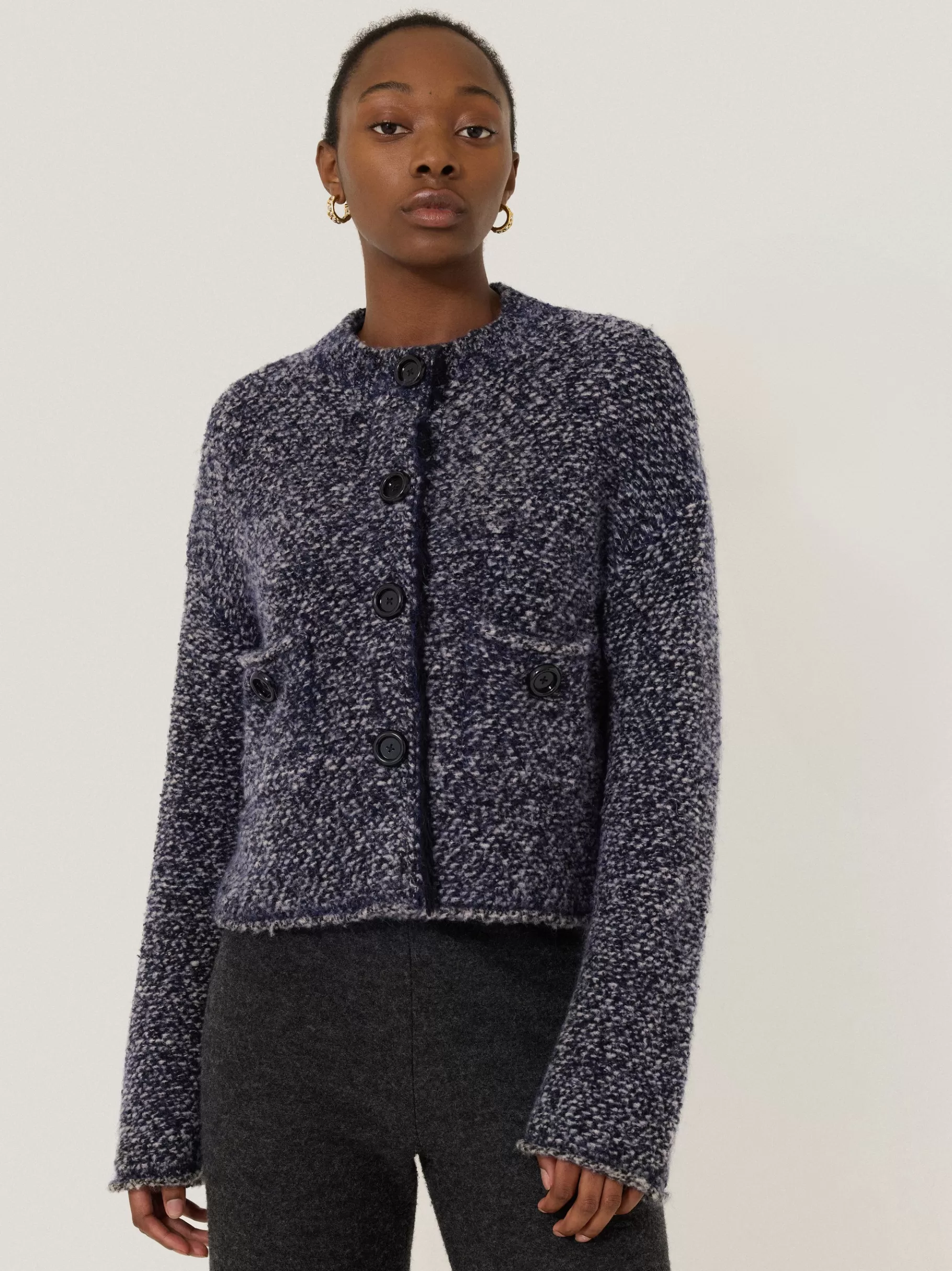 Jigsaw Knitwear & Cashmere-French Tweed Cardi-Jacket Navy