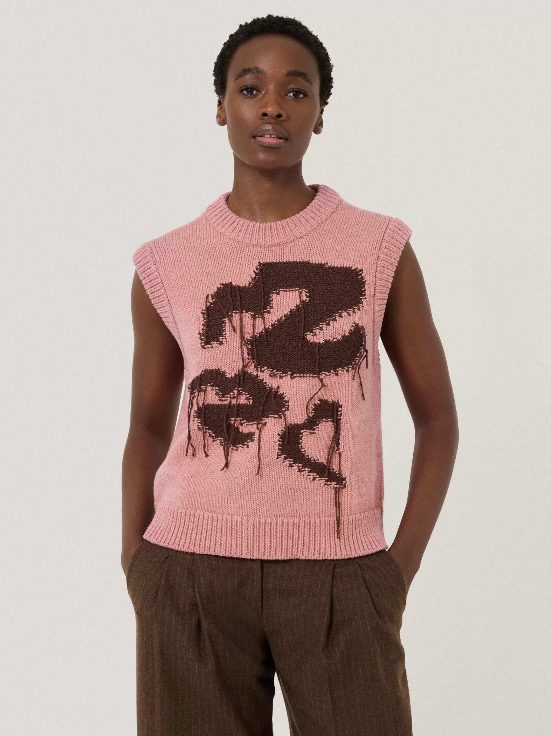 Jigsaw Shirts & Tops | Knitwear & Cashmere-Graffiti Lips Tank Pink