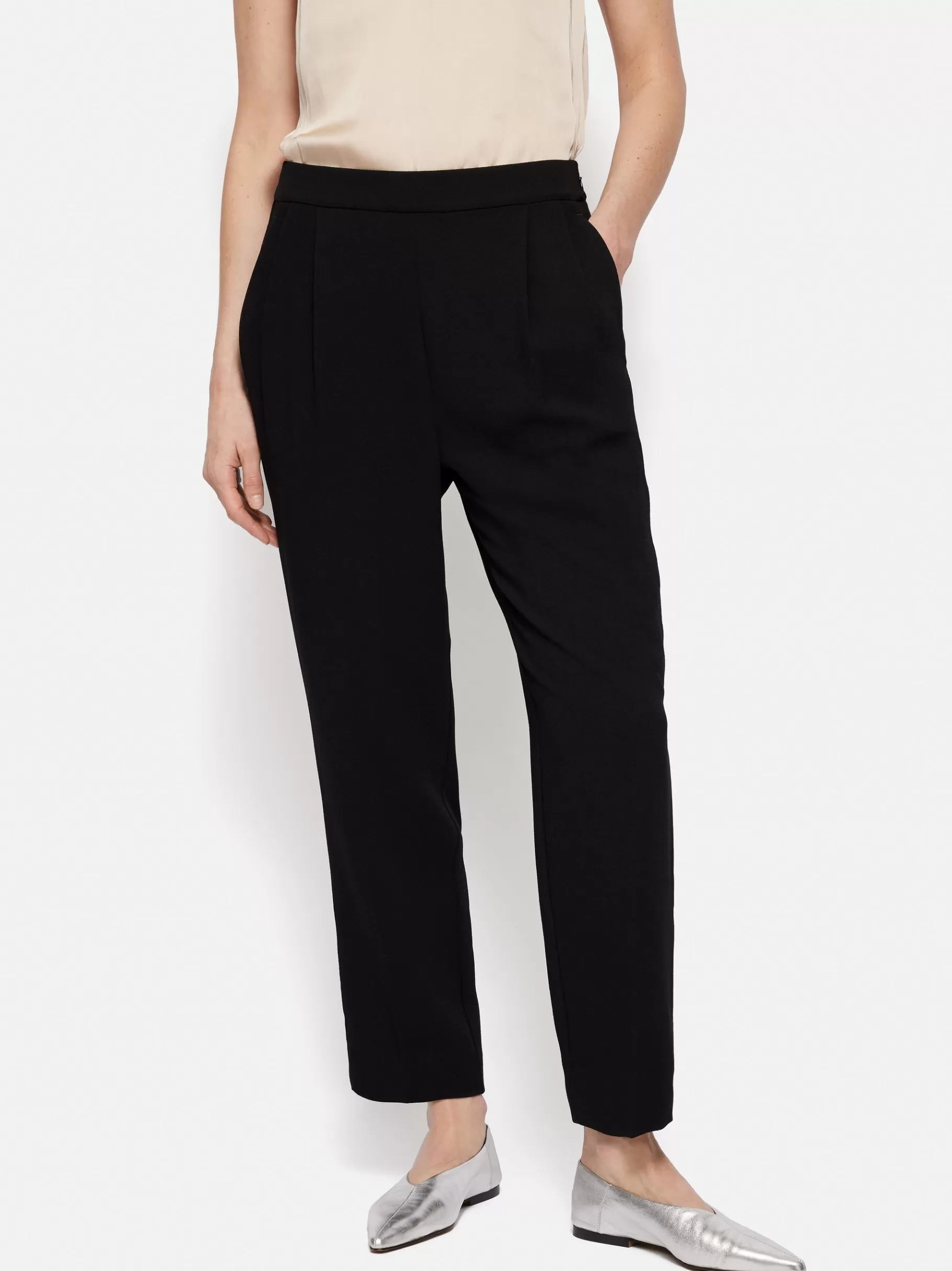 Jigsaw Trousers | Suits & Tailoring-Grosgrain Trim Crepe Jogger Black