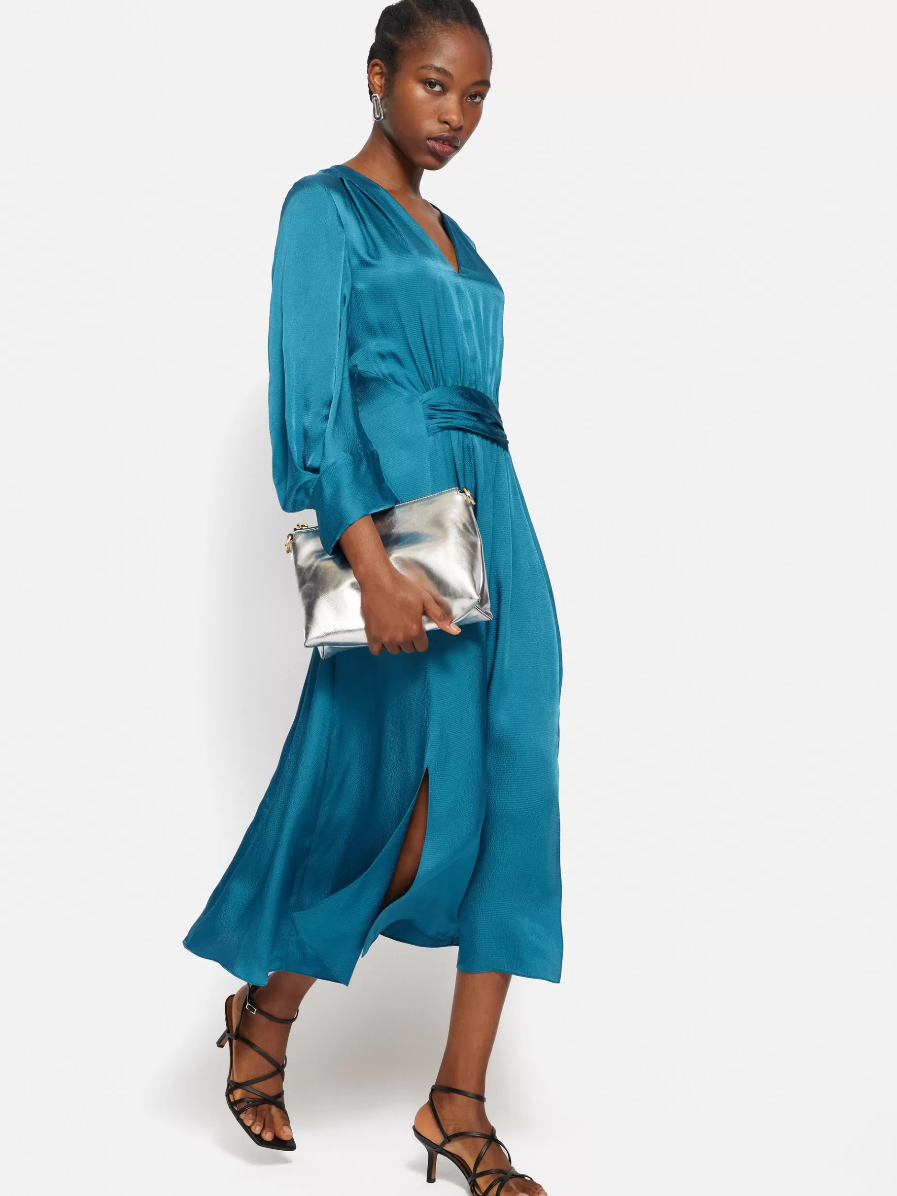 Jigsaw Dresses & Jumpsuits | Party-Hammered Satin Midi Dress Blue