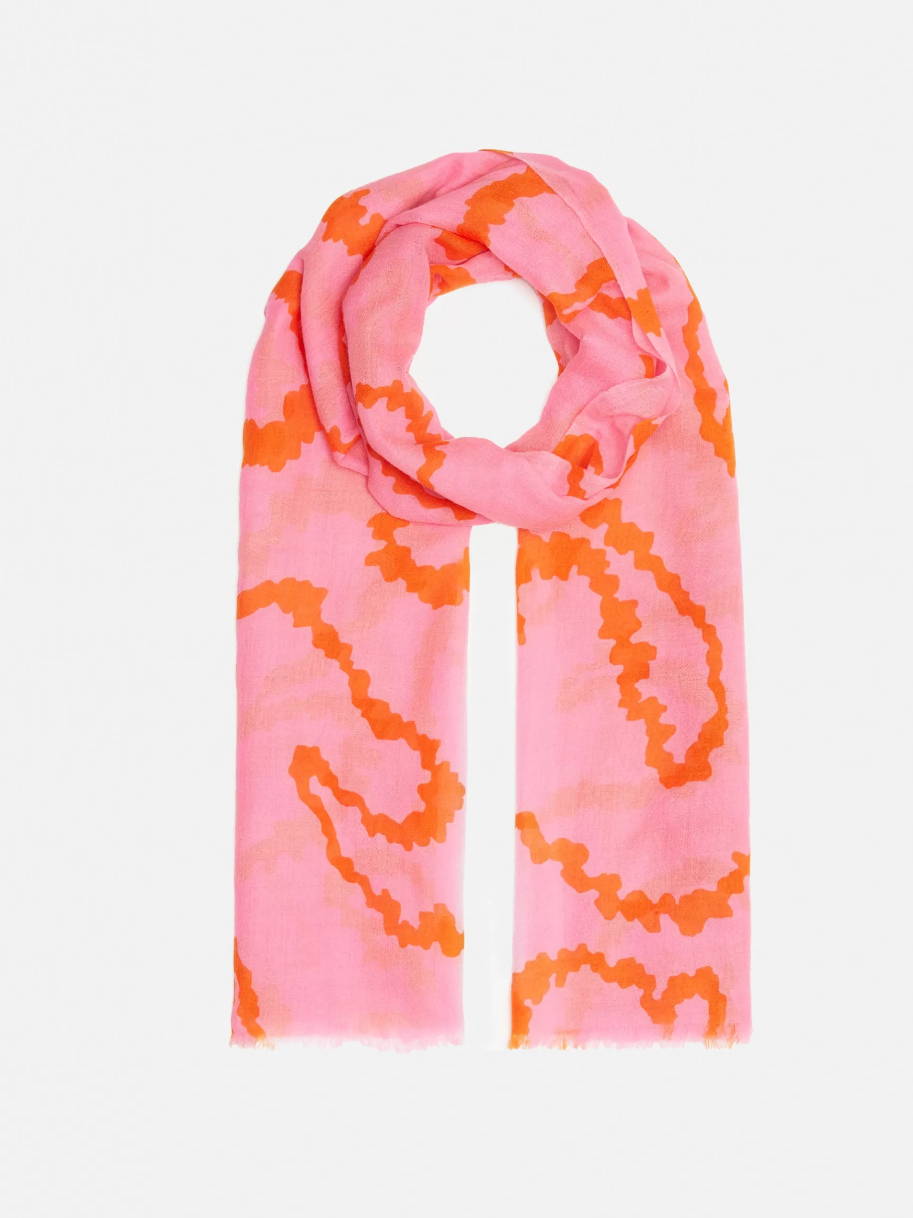 Jigsaw Ponchos & Scarves-Hydra Coral Gauze Wool Silk Scarf Pink