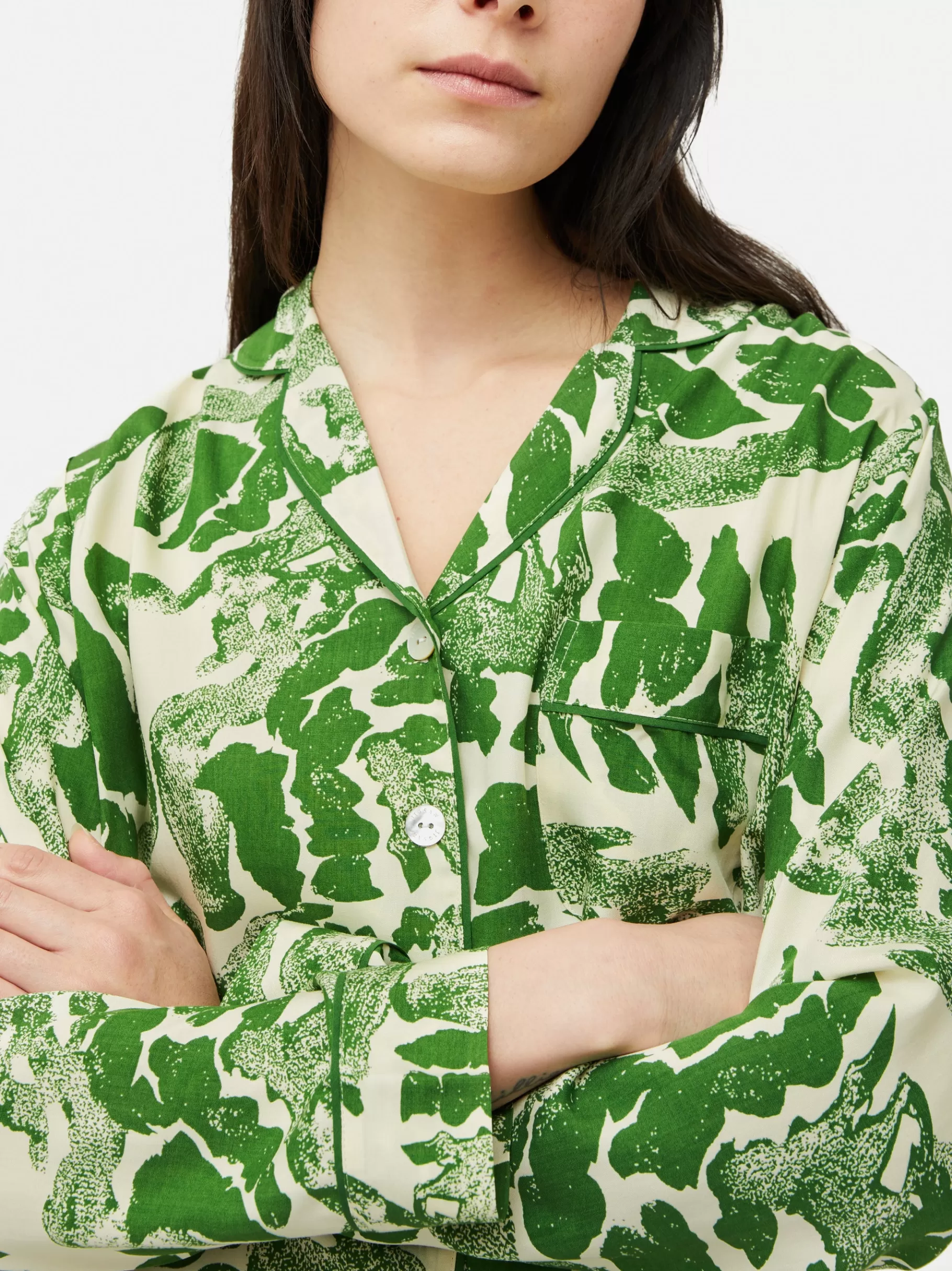 Jigsaw Pyjamas & Loungewear-Ink Wave Modal Pyjama Green