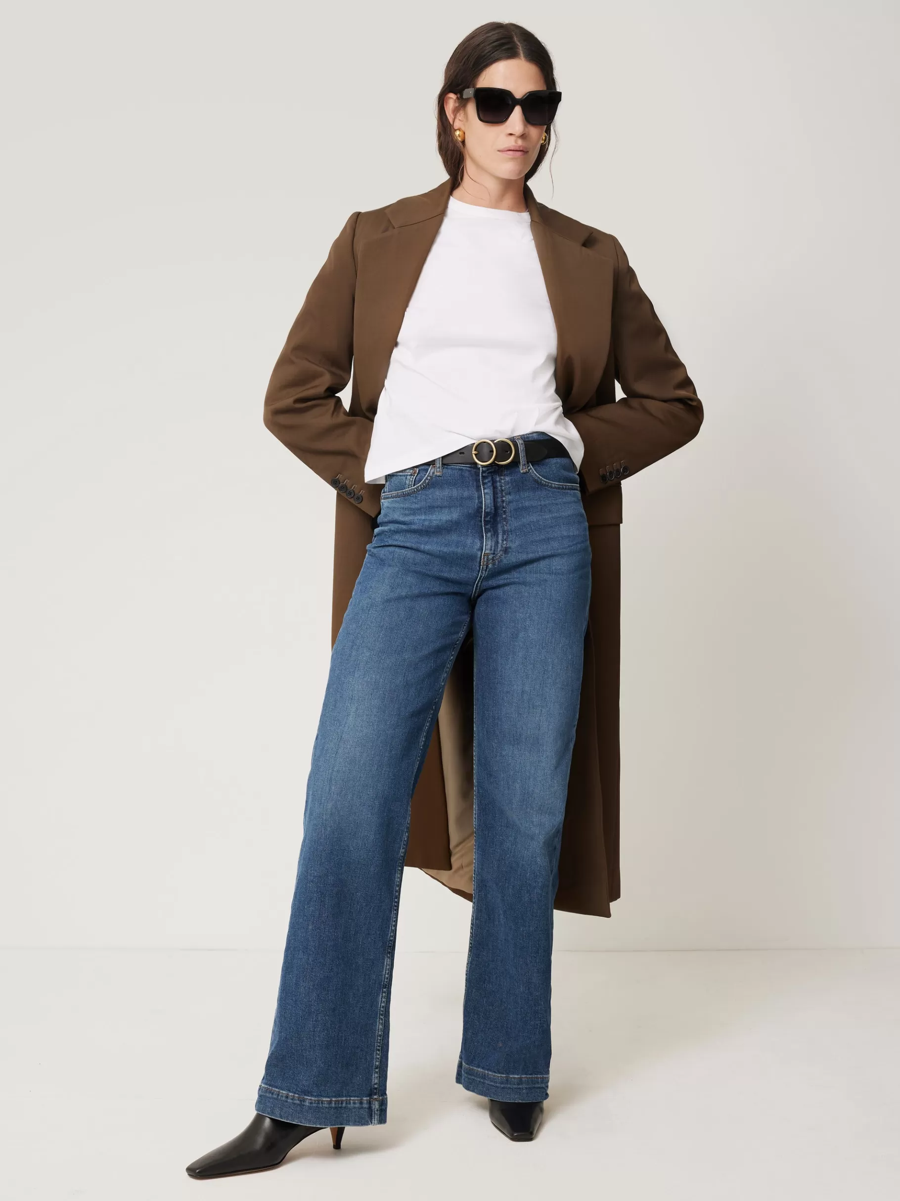 Jigsaw Coats & Jackets-Italian Twill Oversized Coat Brown