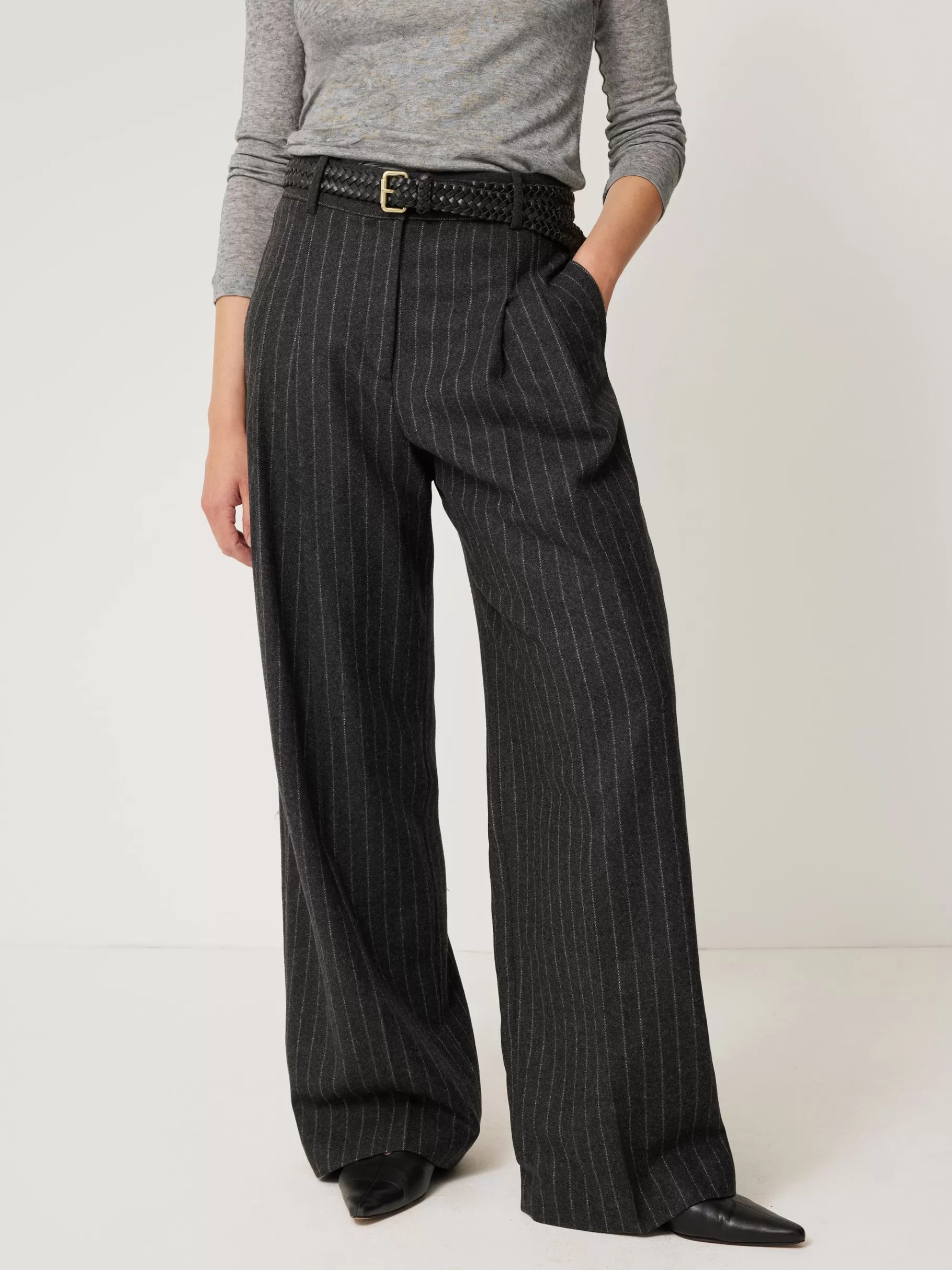 Jigsaw Suits & Tailoring-Italian Wool Kemp Pinstripe Trouser Grey