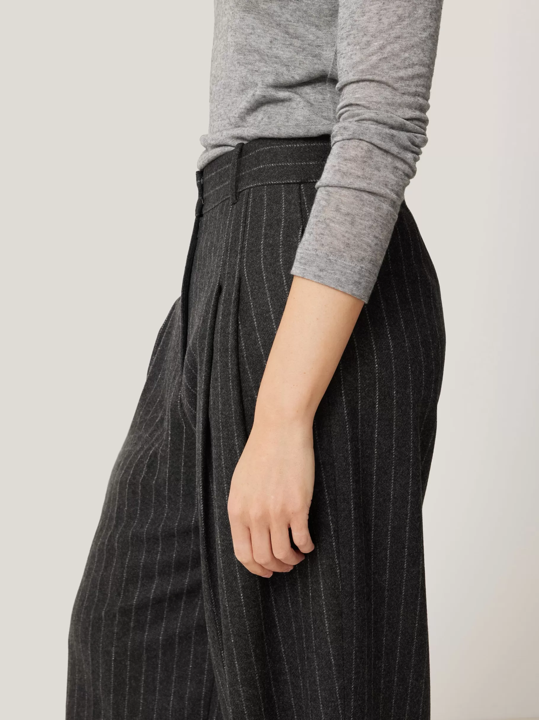Jigsaw Suits & Tailoring-Italian Wool Kemp Pinstripe Trouser Grey