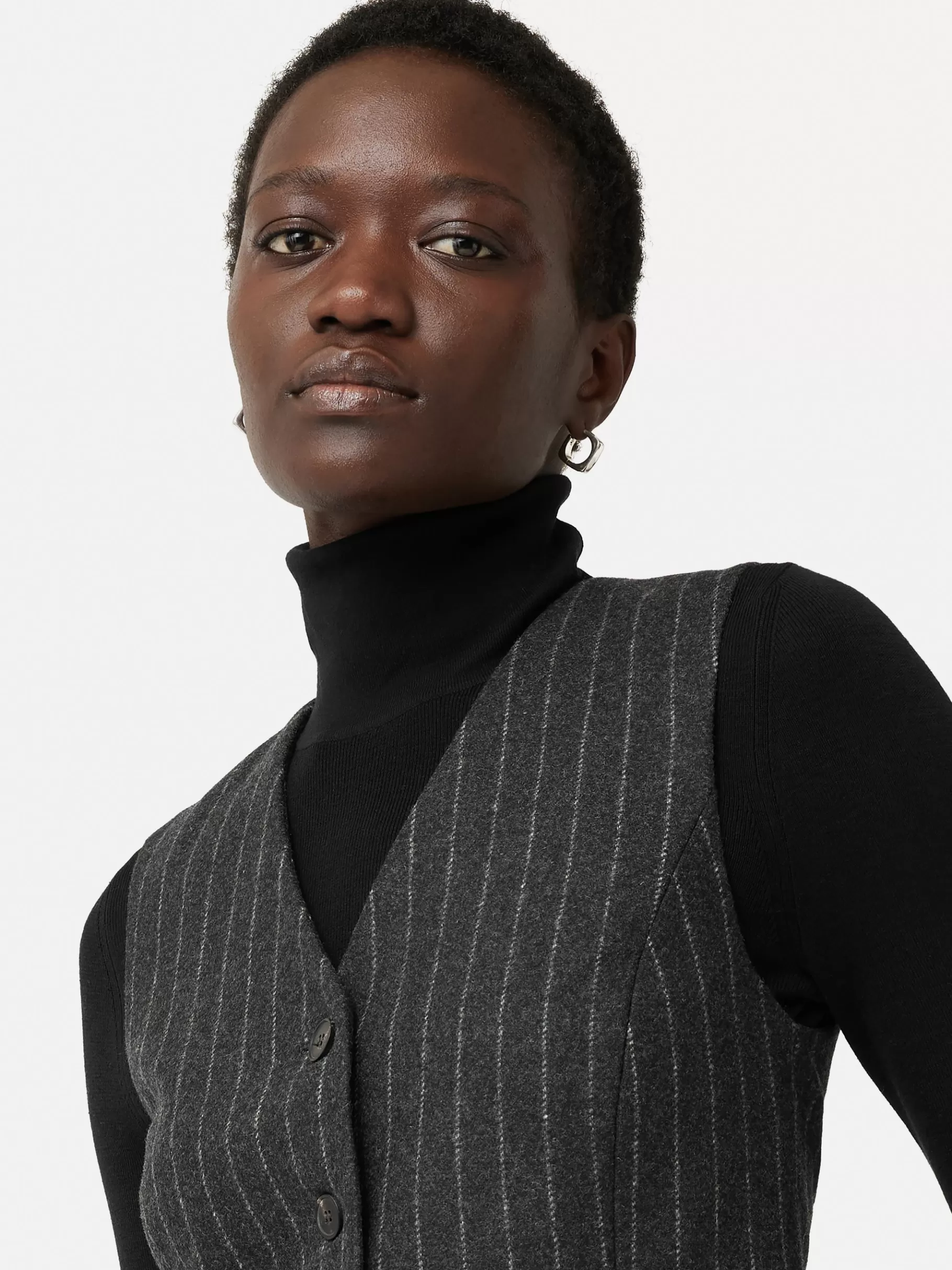 Jigsaw Suits & Tailoring | Co-ords-Italian Wool Tailored Pinstripe Waistcoat Grey