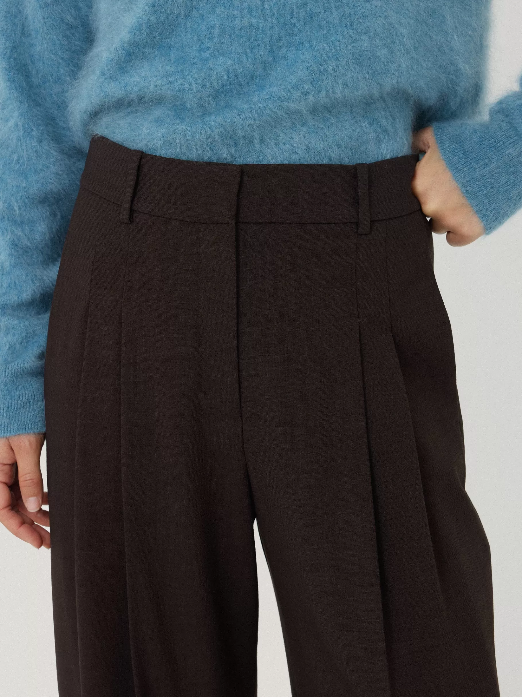 Jigsaw Trousers-Kemp Crosshatch Trouser Brown