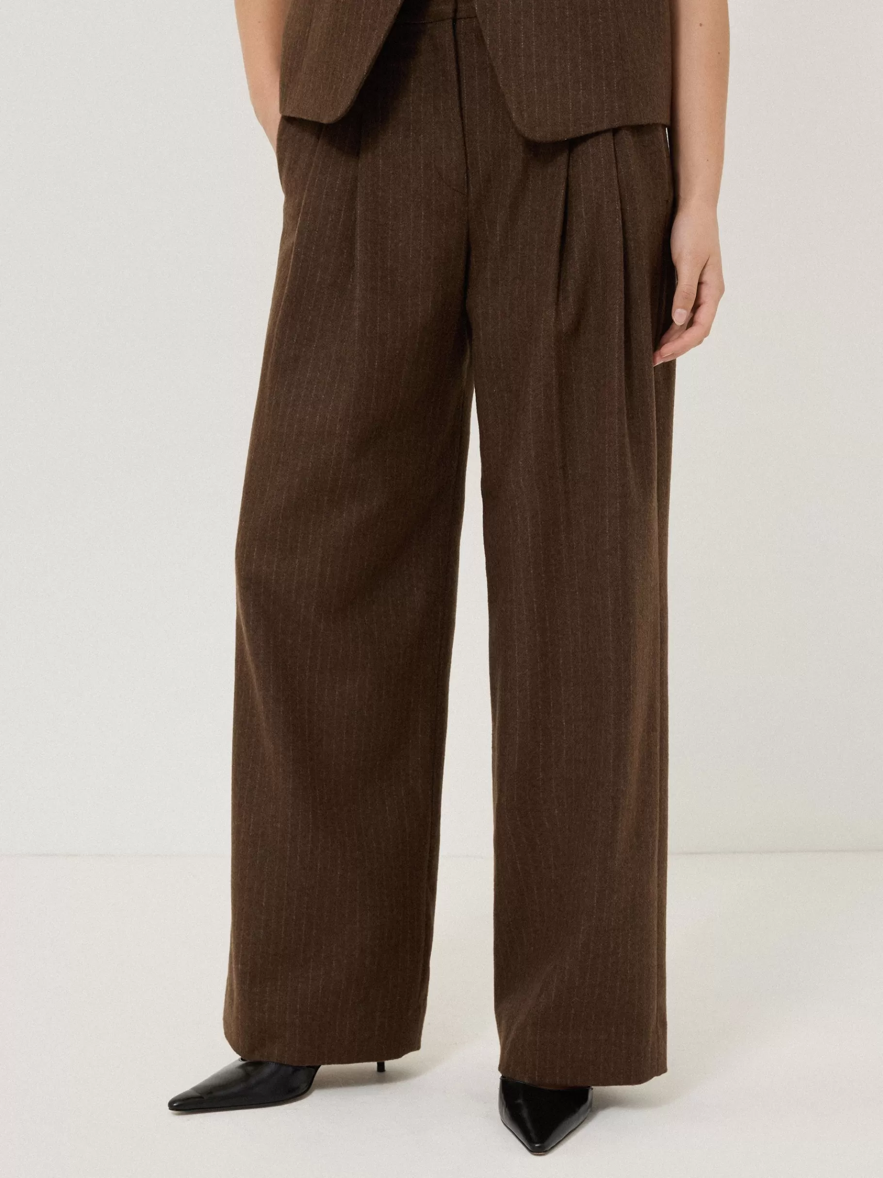 Jigsaw Trousers | Suits & Tailoring-Kemp Wool Pinstripe Trouser Brown