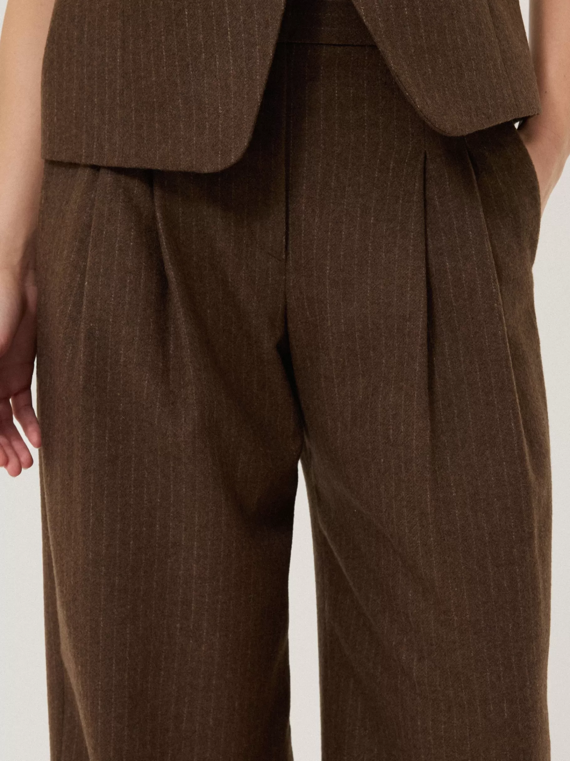 Jigsaw Trousers | Suits & Tailoring-Kemp Wool Pinstripe Trouser Brown