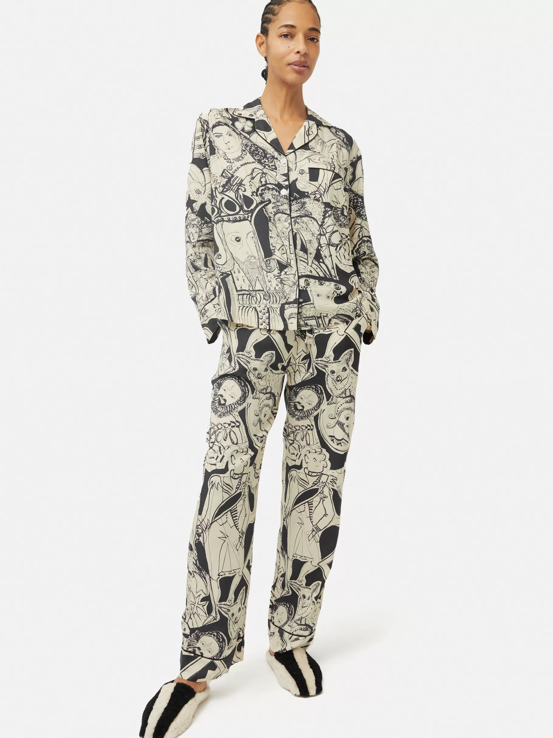 Jigsaw Pyjamas & Loungewear-Kings & Queens Pyjama Monochrome