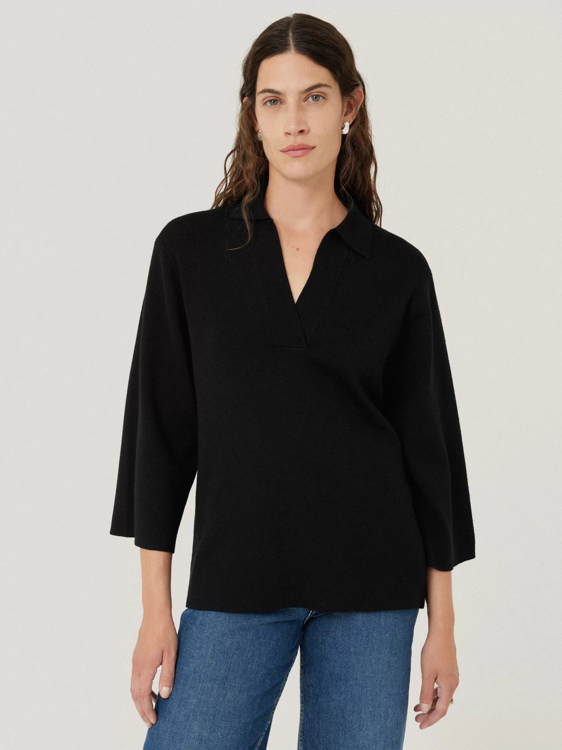 Jigsaw Shirts & Tops | Knitwear & Cashmere-Knitted Kaftan Top Black