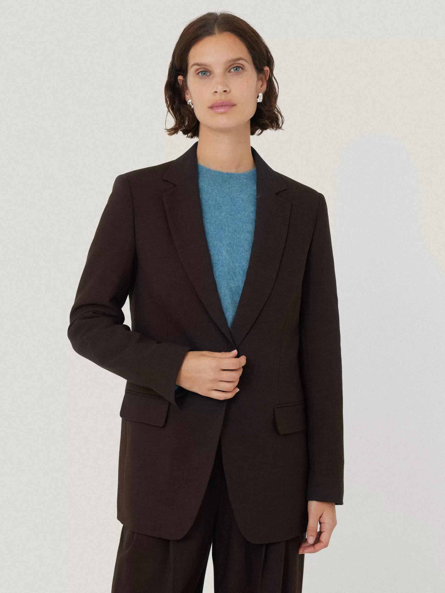 Jigsaw Suits & Tailoring-Knox Crosshatch Blazer Brown